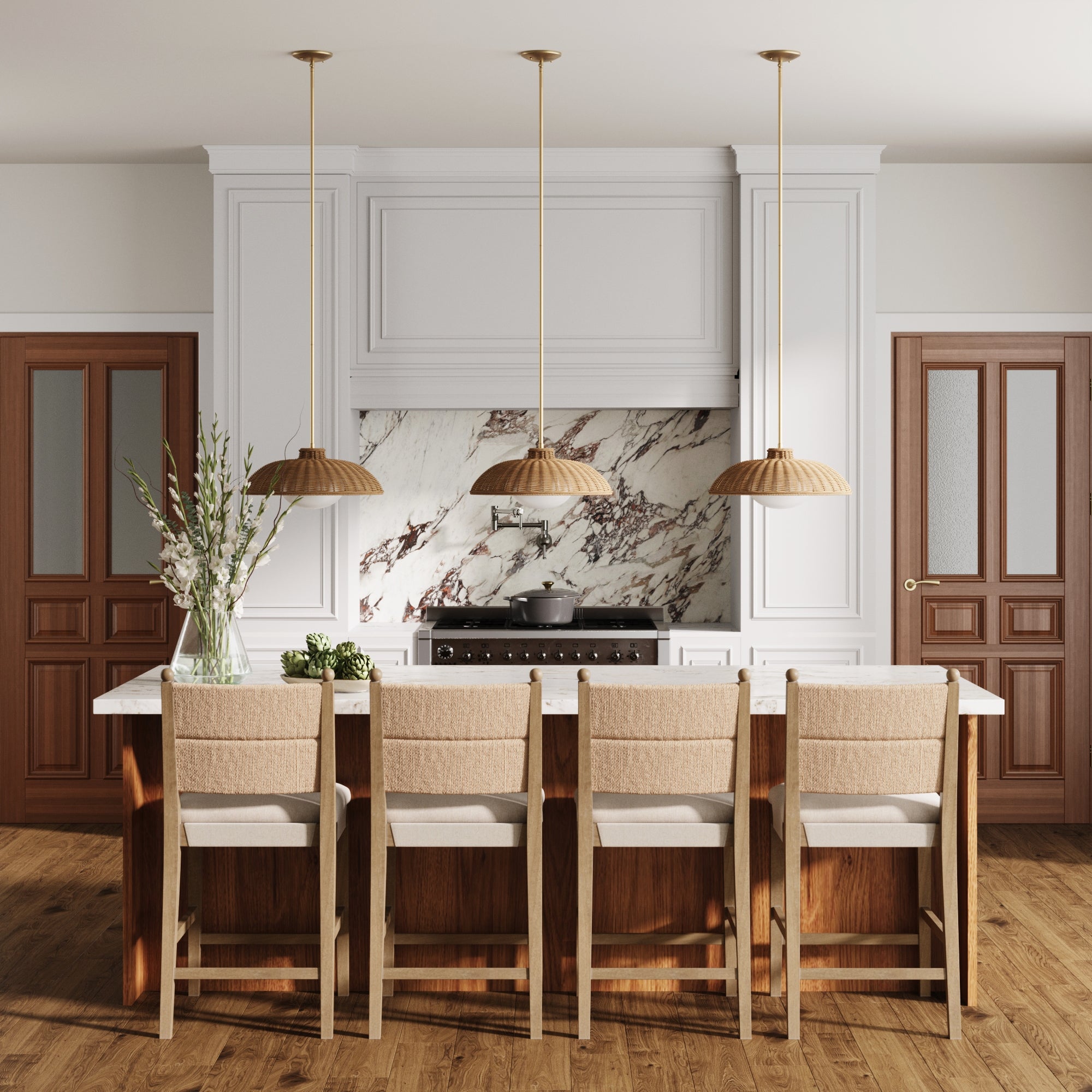 Seagrass & Wood Counter Height Bar Stool Light Brown (Set of 4) - Nathan James