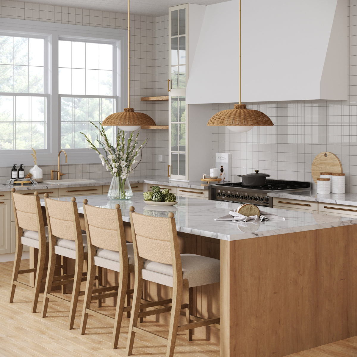 Seagrass & Wood Counter Height Bar Stool Light Brown - Nathan James