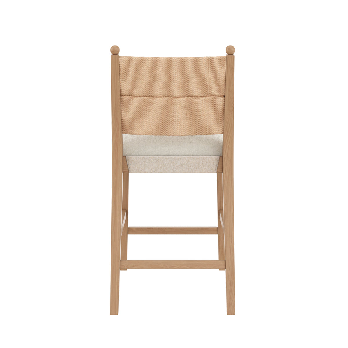Solid Wood Boucle Counter Stool with Seagrass Back Raw Oak (Set of 4) - Nathan James
