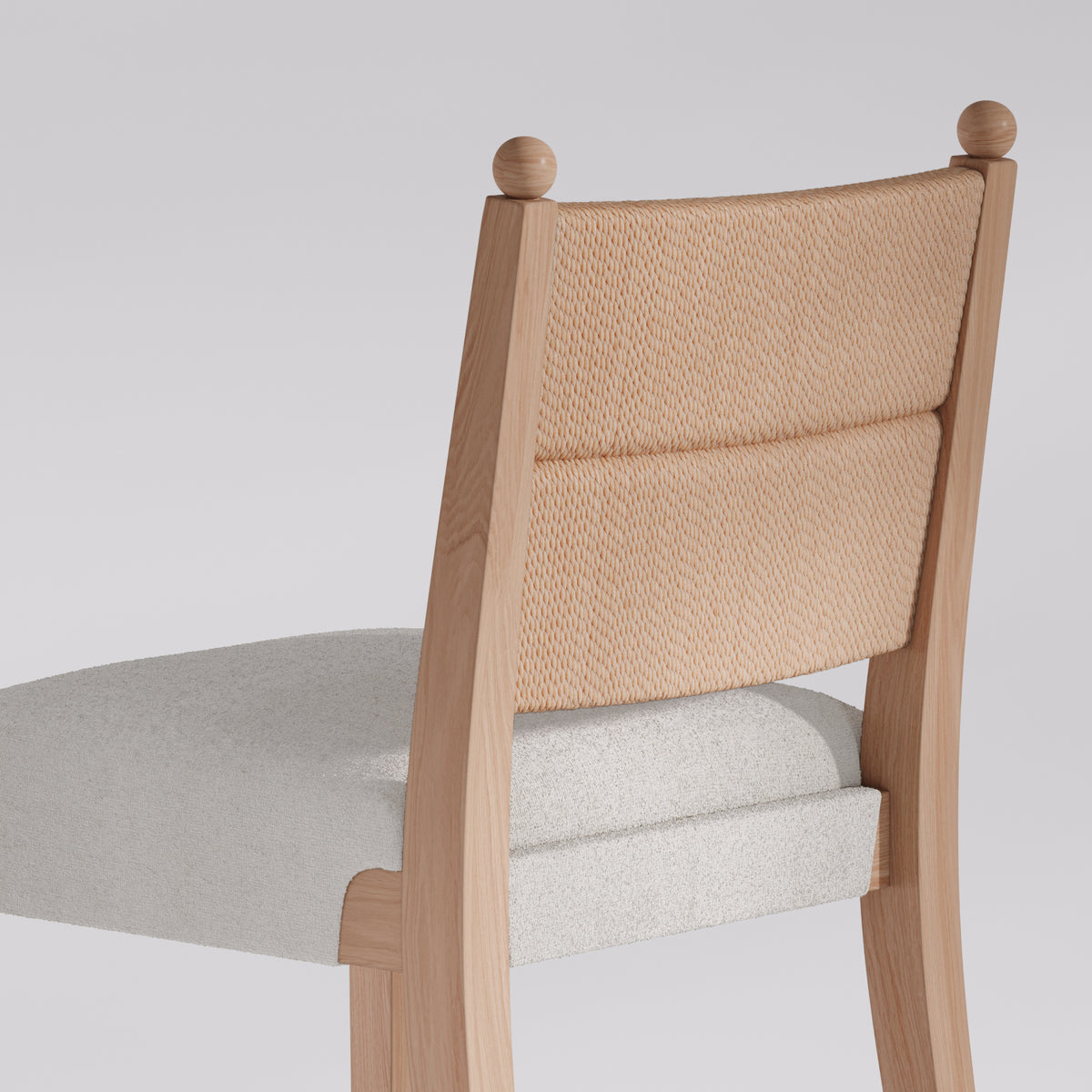 Solid Wood Boucle Counter Stool with Seagrass Back Raw Oak (Set of 4) - Nathan James