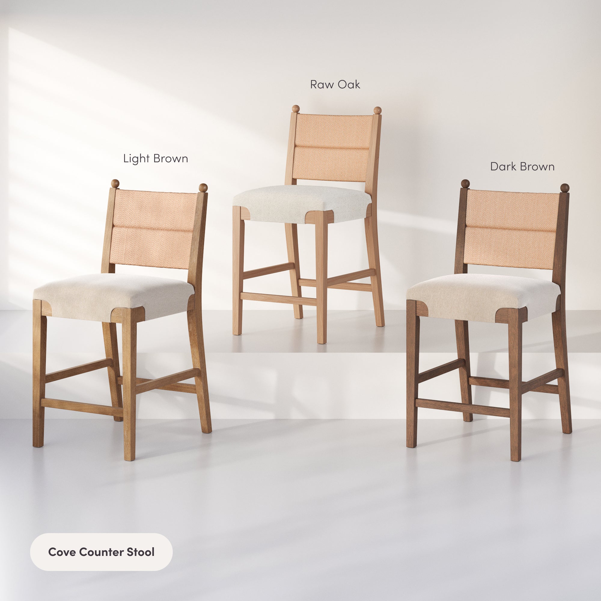 Seagrass & Wood Counter Height Bar Stool Light Brown (Set of 4) - Nathan James