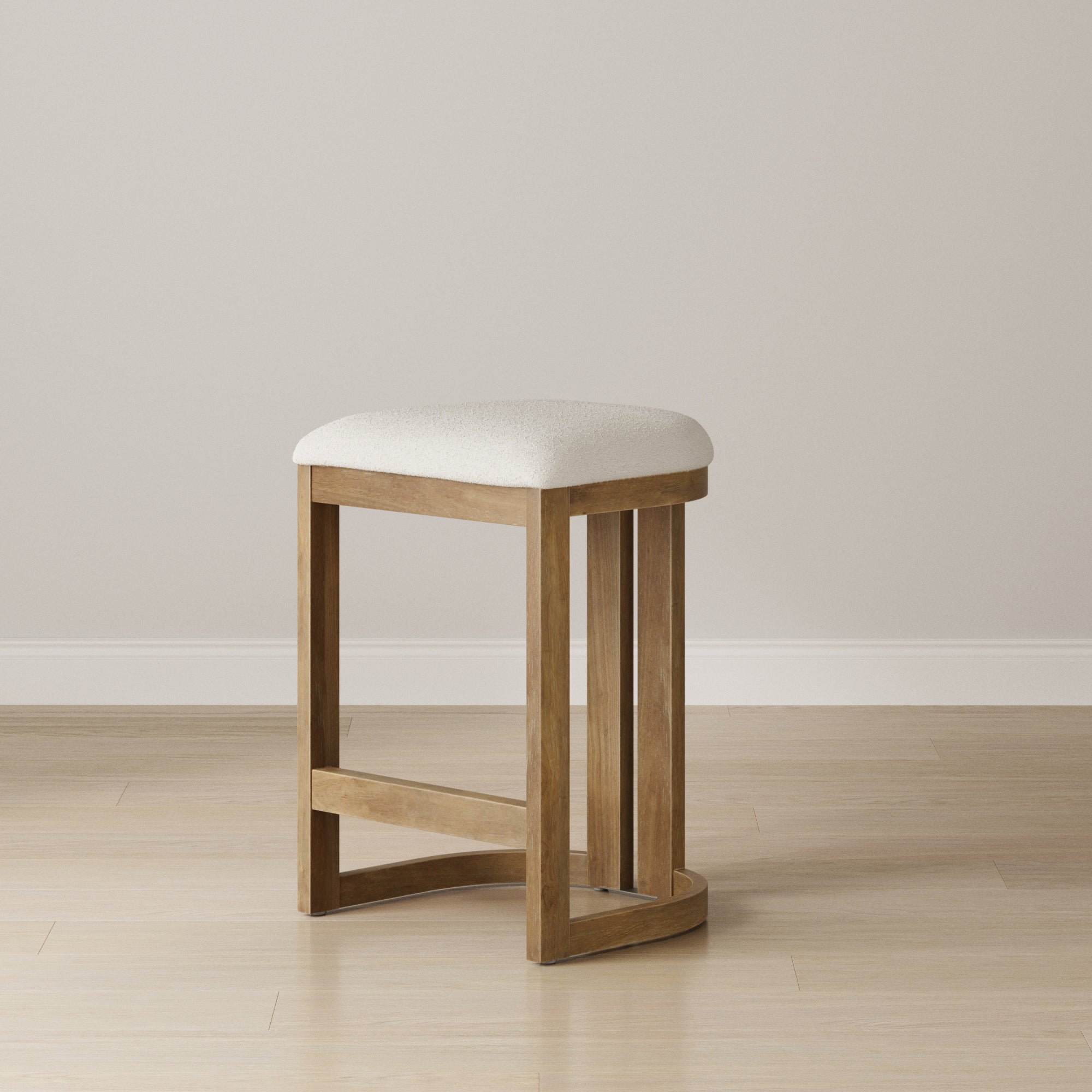Barrel Wooden Backless Bar Stool Light Brown - Nathan James