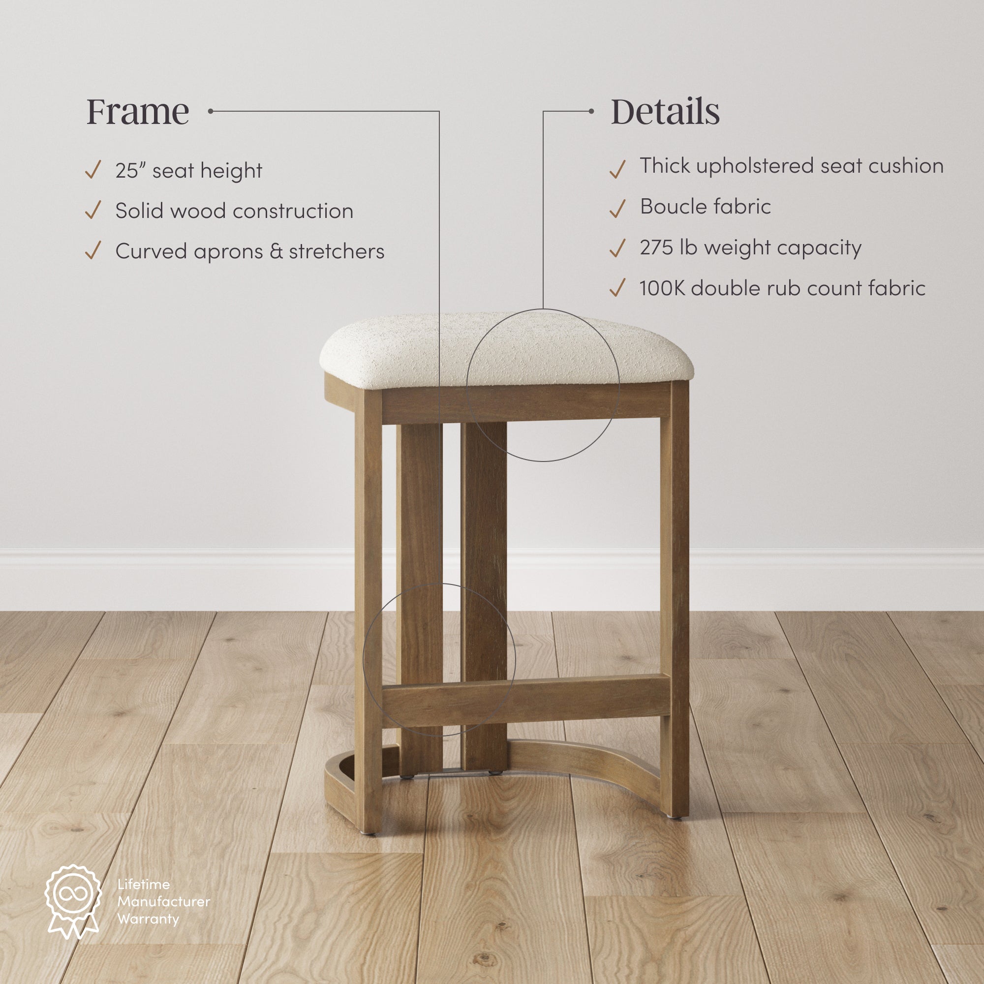 Barrel Wooden Backless Bar Stool Light Brown Set of 4 - Nathan James