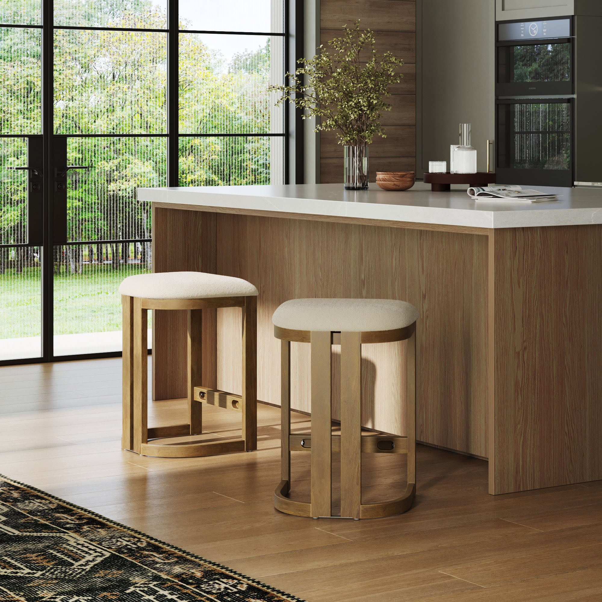 Barrel Wooden Backless Bar Stool Light Brown - Nathan James