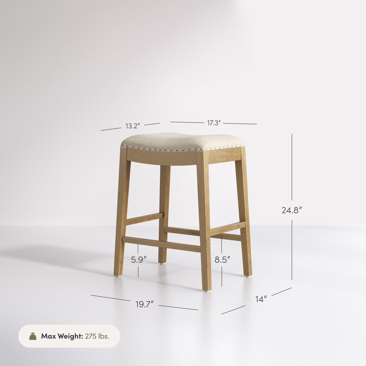 Modern Wood Backless Counter Stool Flax/Light Brown (Set of 4) - Nathan James