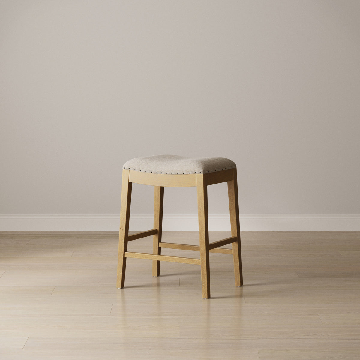 Modern Wood Backless Counter Stool Flax/Light Brown - Nathan James