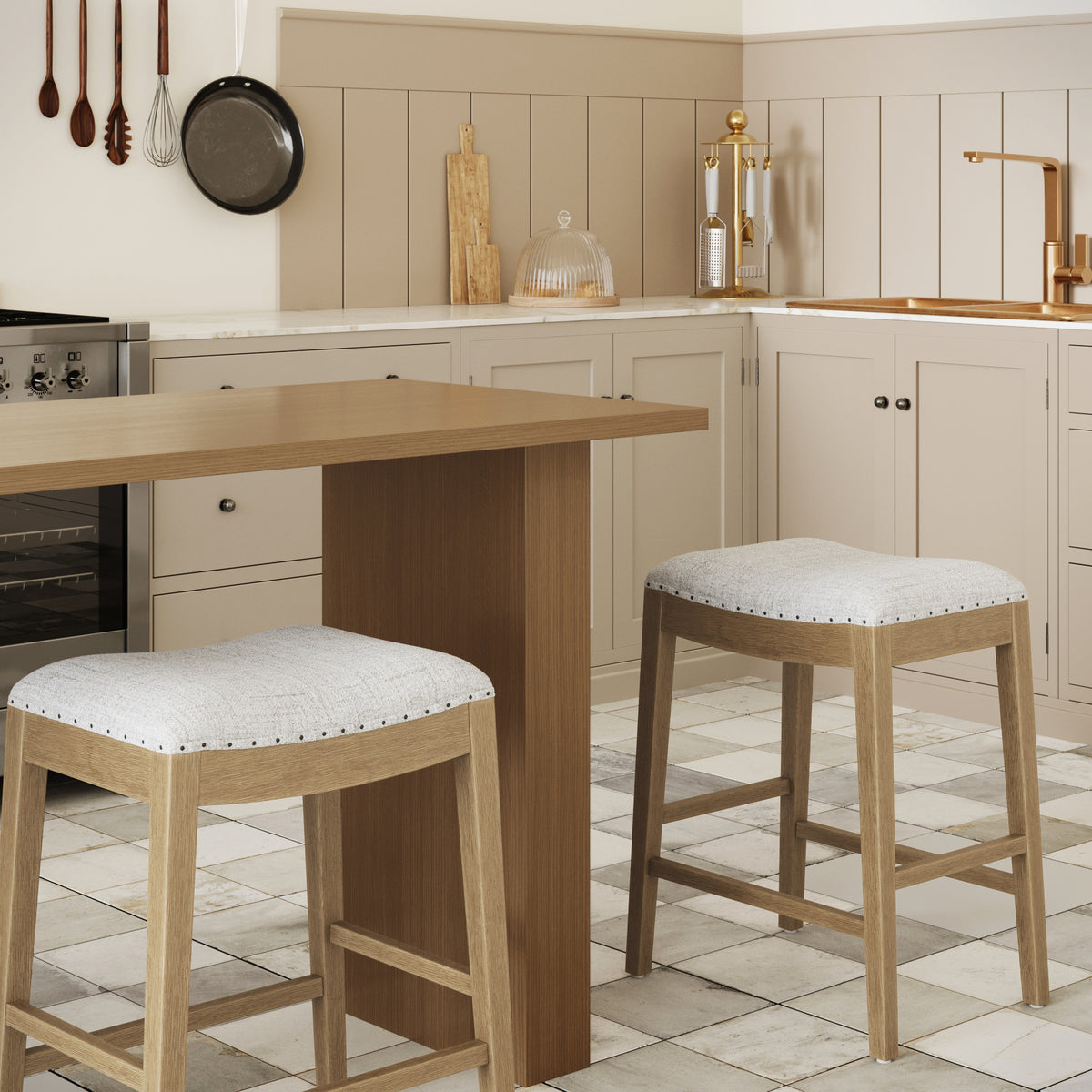 Modern Wood Backless Counter Stool Gray (Set of 2) - Nathan James