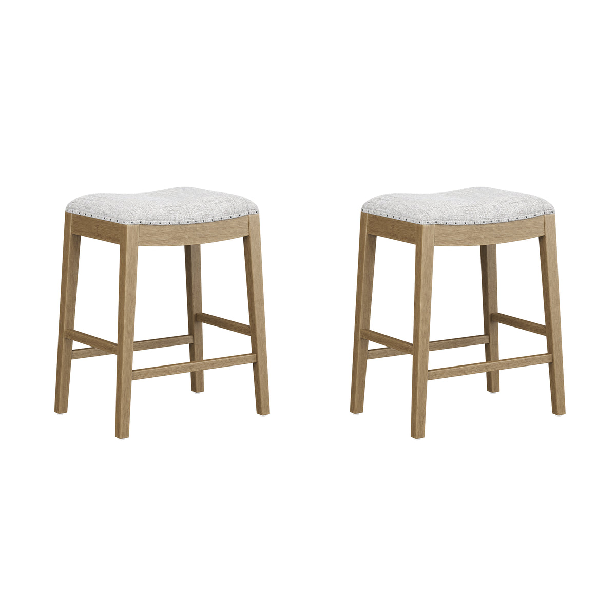 Modern Wood Backless Counter Stool Gray (Set of 2) - Nathan James