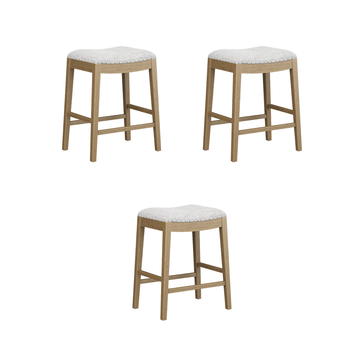 Modern Wood Backless Counter Stool Gray (Set of 3) - Nathan James