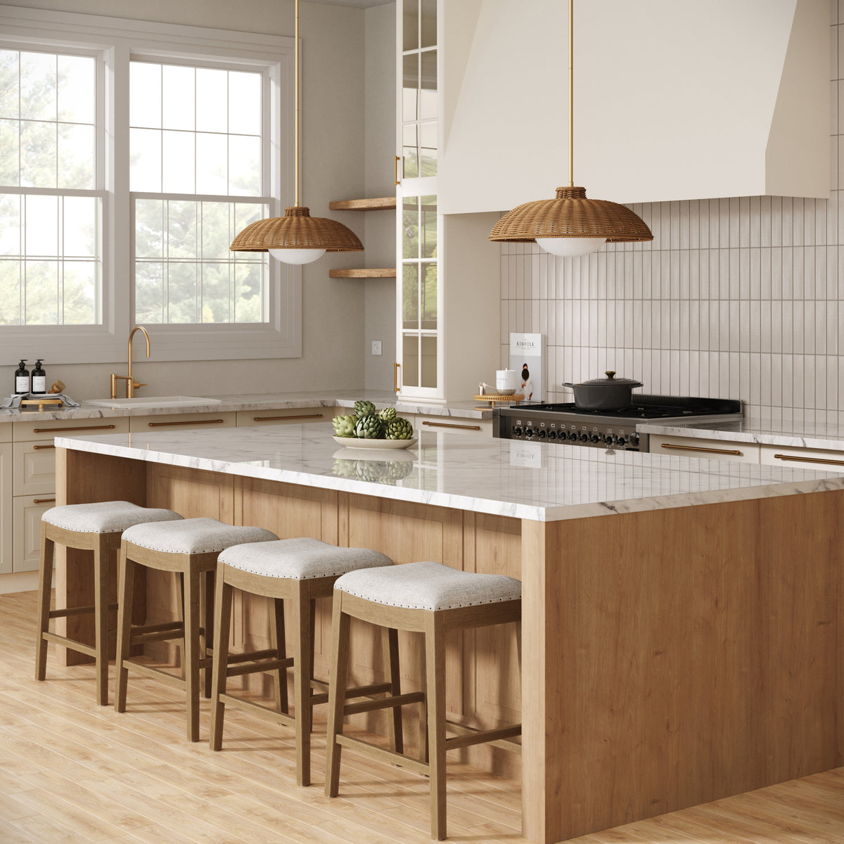Modern Wood Backless Counter Stool Gray (Set of 4) - Nathan James
