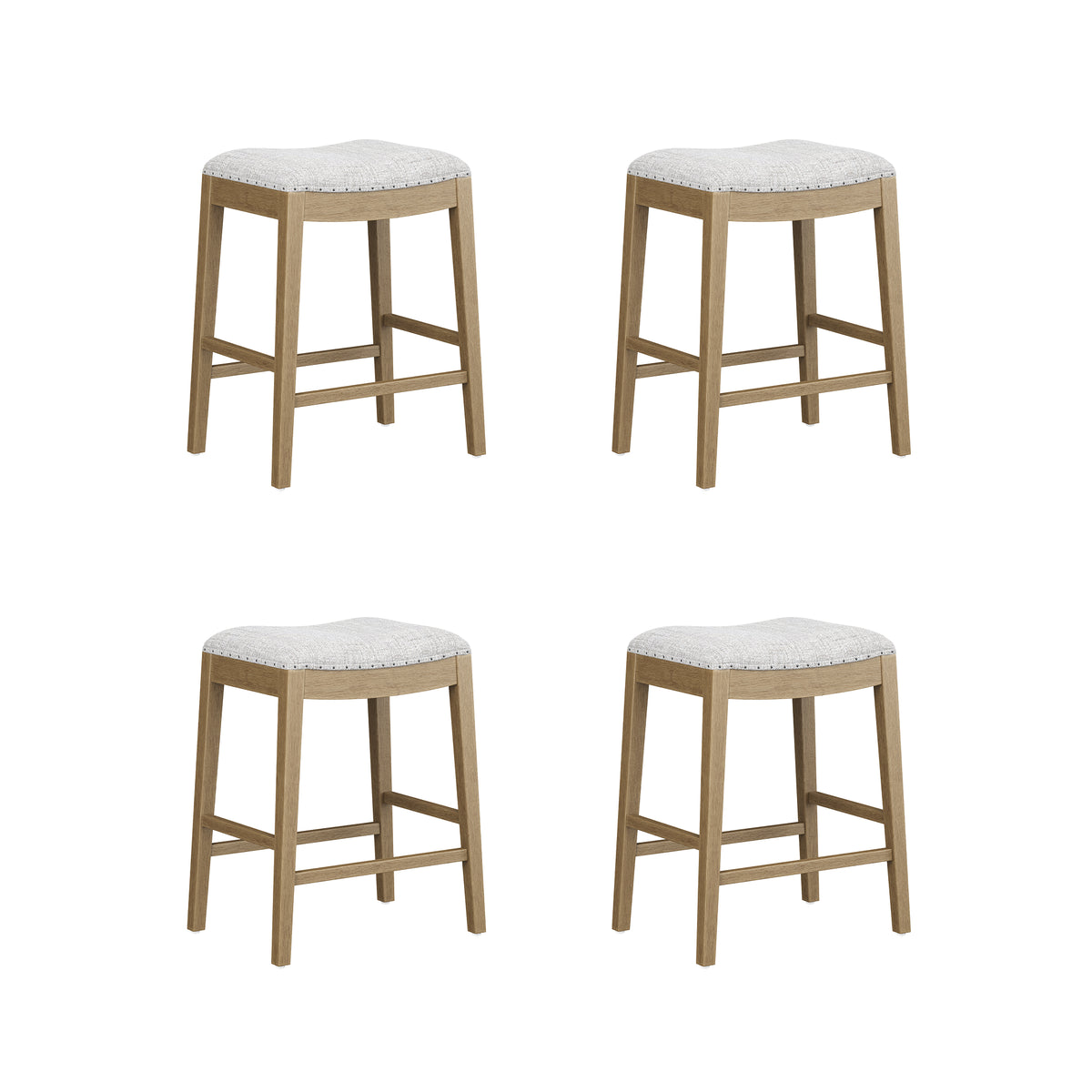 Modern Wood Backless Counter Stool Gray (Set of 4) - Nathan James