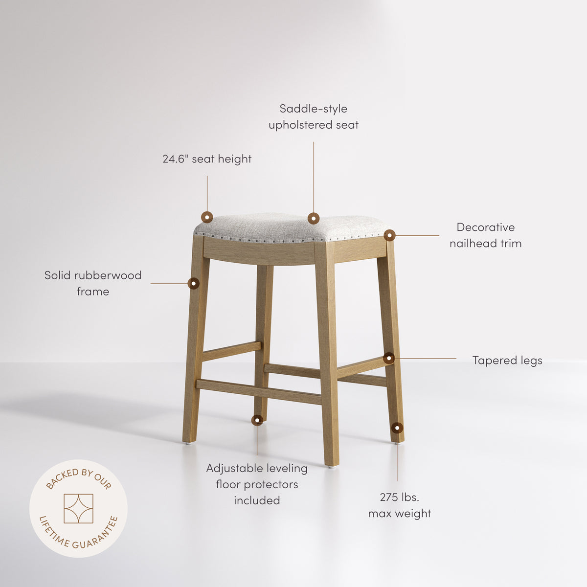 Modern Wood Backless Counter Stool Gray (Set of 4) - Nathan James