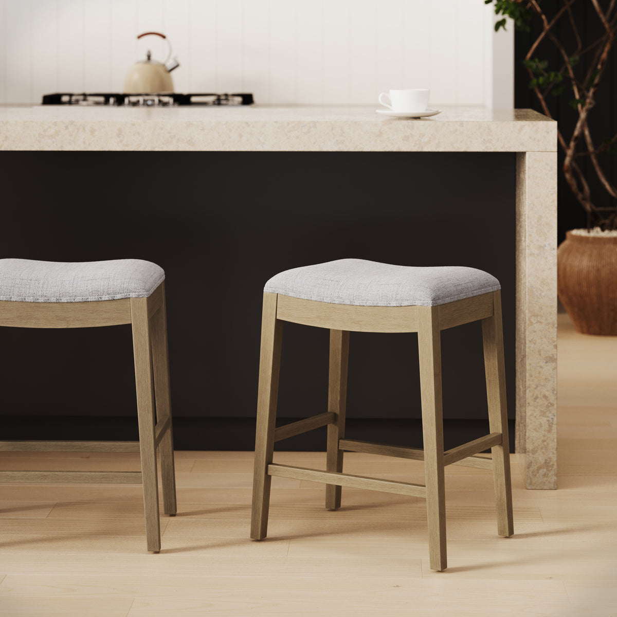 Modern Wood Backless Counter Stool Gray - Nathan James