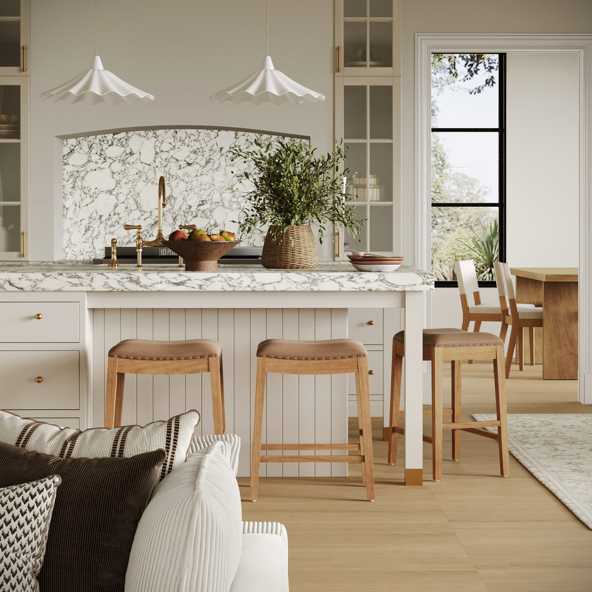 Modern Wood Backless Counter Stool Light Brown (Set of 3) - Nathan James