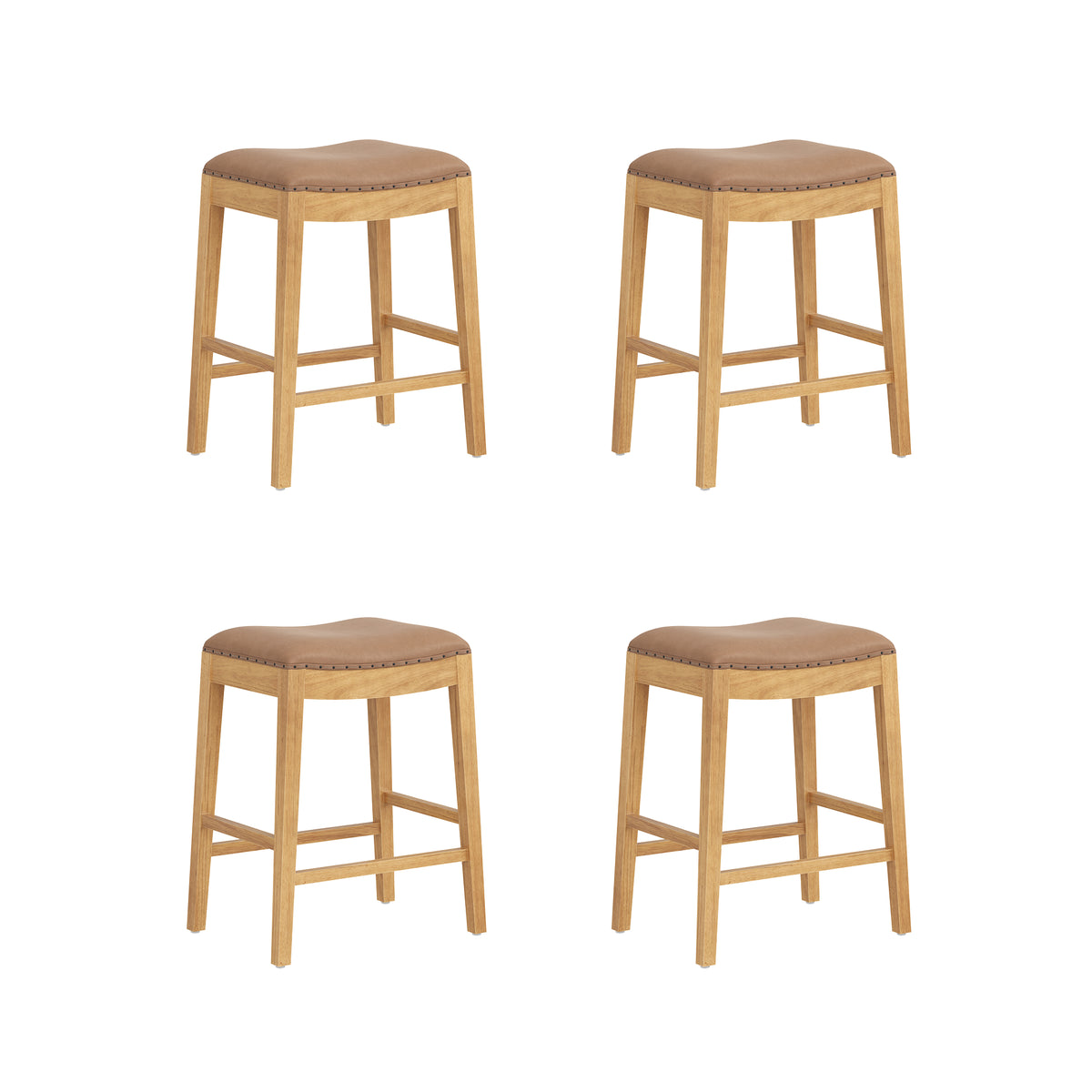 Modern Wood Backless Counter Stool Light Brown (Set of 4) - Nathan James