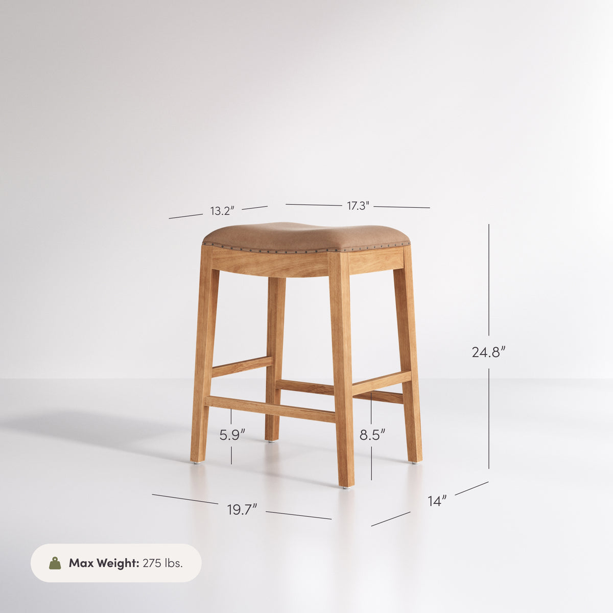 Modern Wood Backless Counter Stool Light Brown (Set of 4) - Nathan James