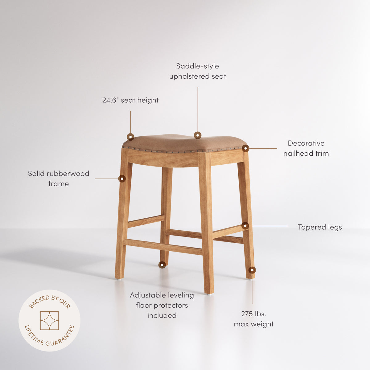 Modern Wood Backless Counter Stool Light Brown (Set of 4) - Nathan James