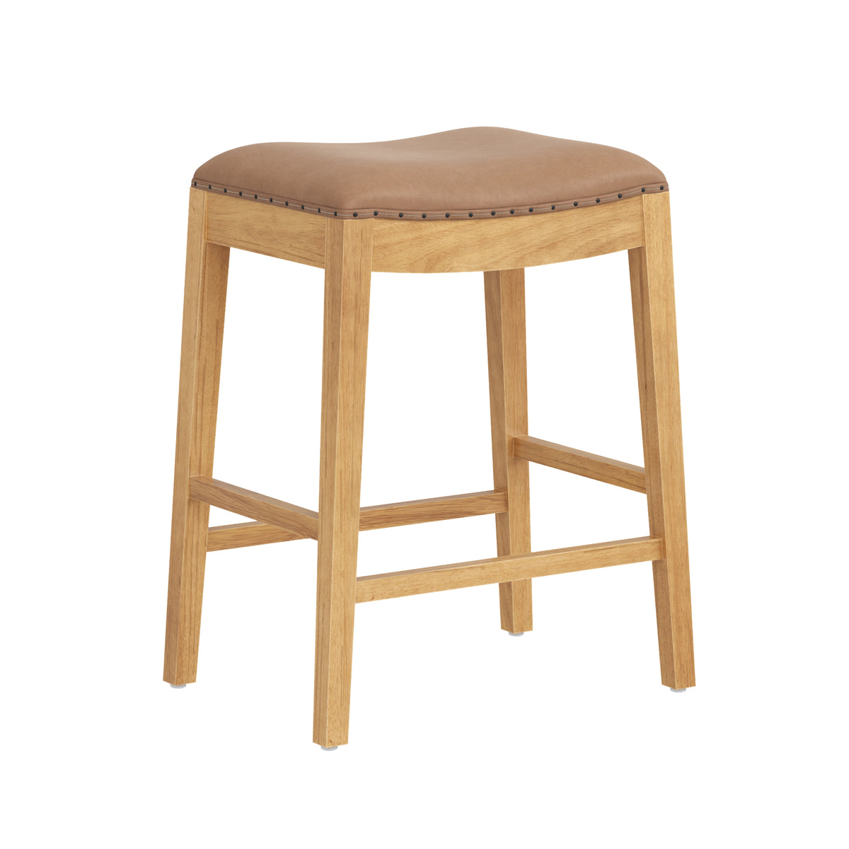 Modern Wood Backless Counter Stool Light Brown - Nathan James