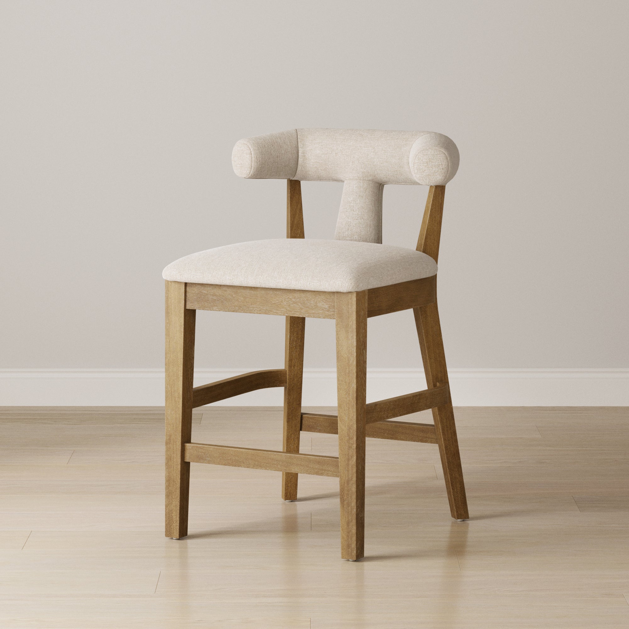Modern Upholstered Counter Stool with Back Light Brown - Nathan James