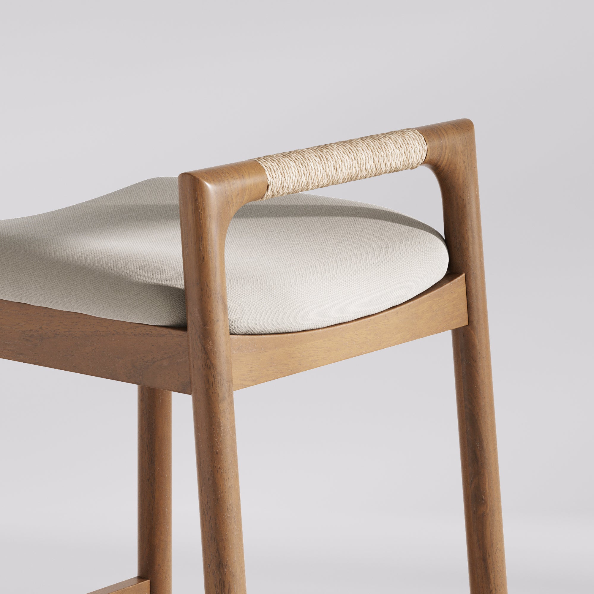 Modern Wooden Upholstered Low Back Counter Stool Light Brown (Set of 4) - Nathan James