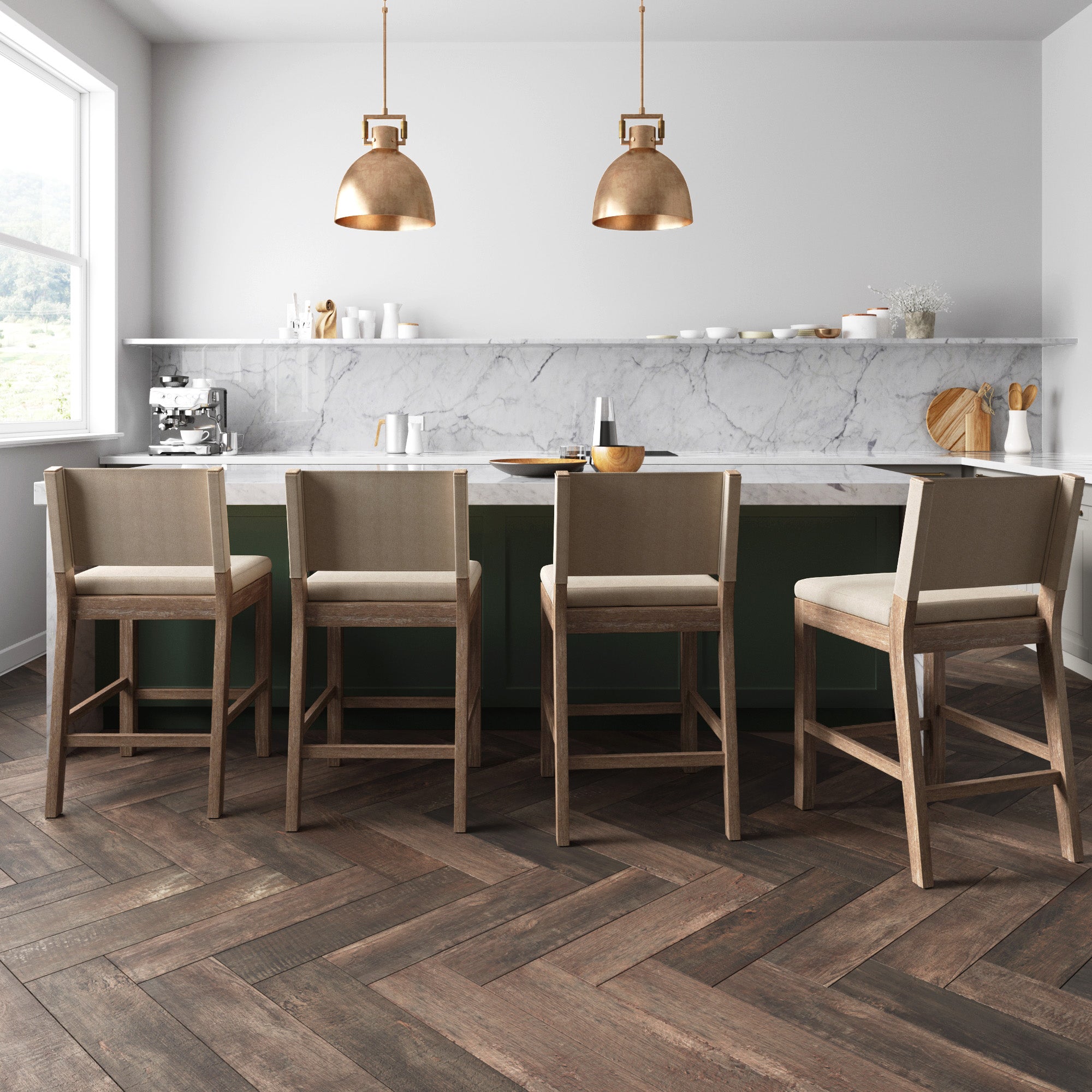 Wood Counter Height Bar Stools Light Brown Flax (Set of 4) - Nathan James