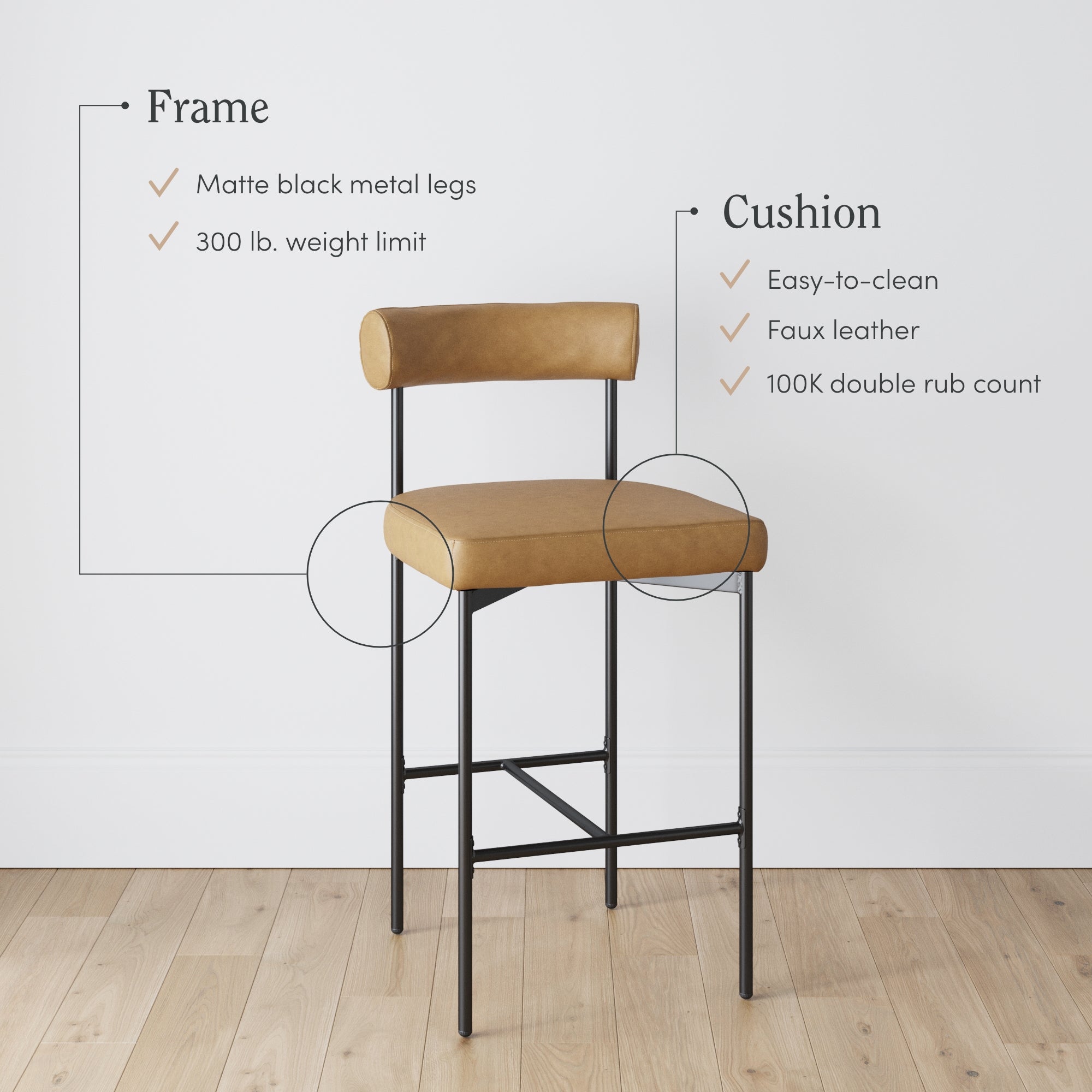 Faux Leather Counter Height Bar Stools Brown (Set of 3) - Nathan James