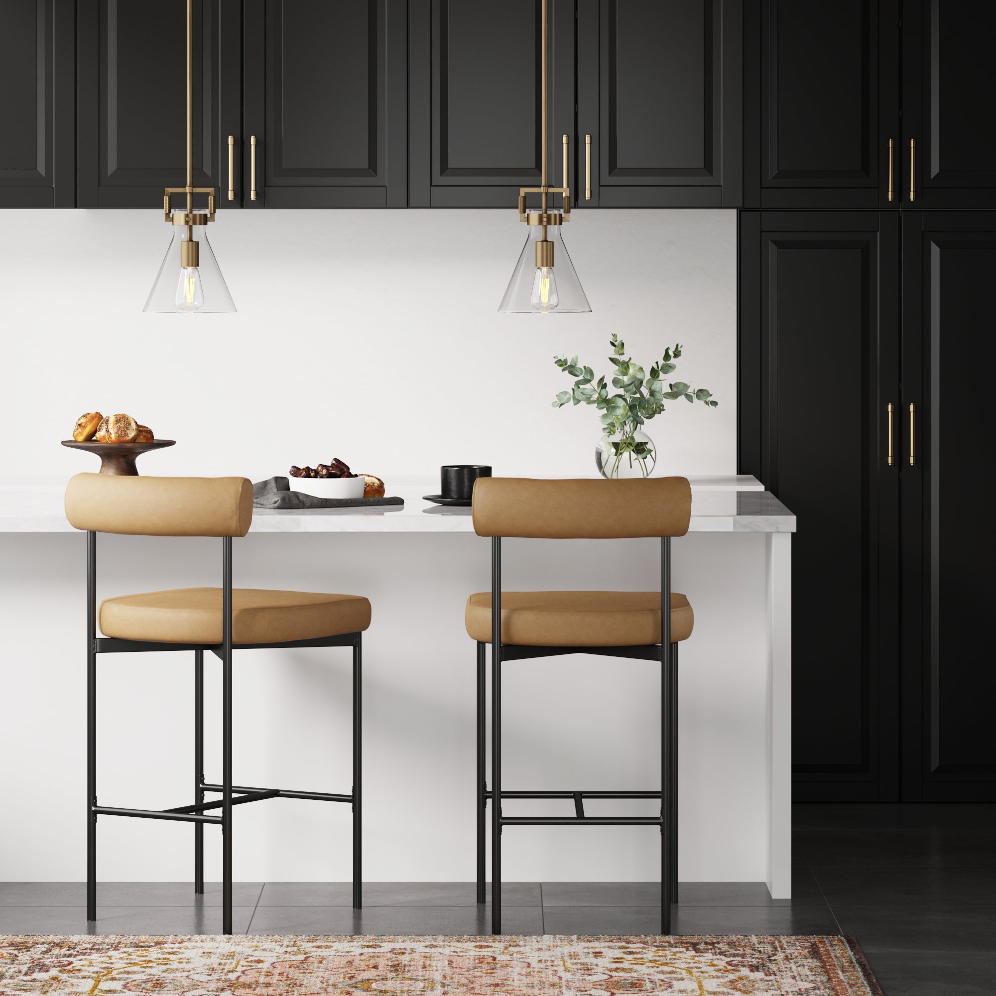 Faux Leather Counter Height Bar Stool Brown - Nathan James