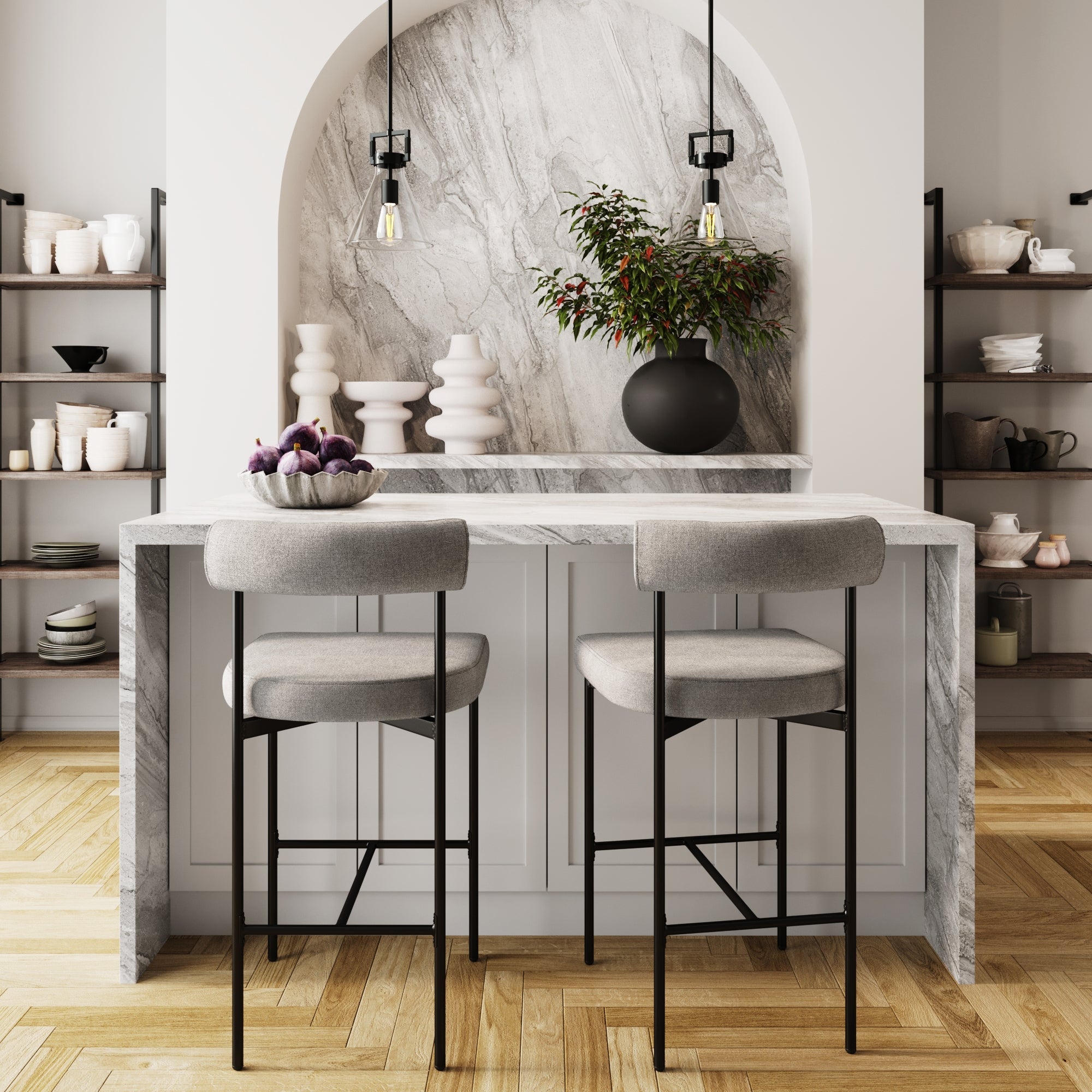 Metal Counter Height Bar Stools Gray (Set of 2) - Nathan James
