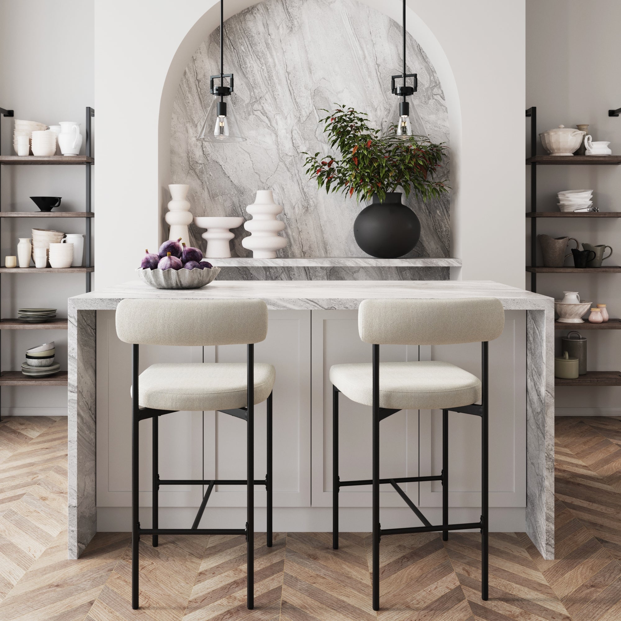 Boucle Counter Height Bar Stools (Set of 2) - Nathan James
