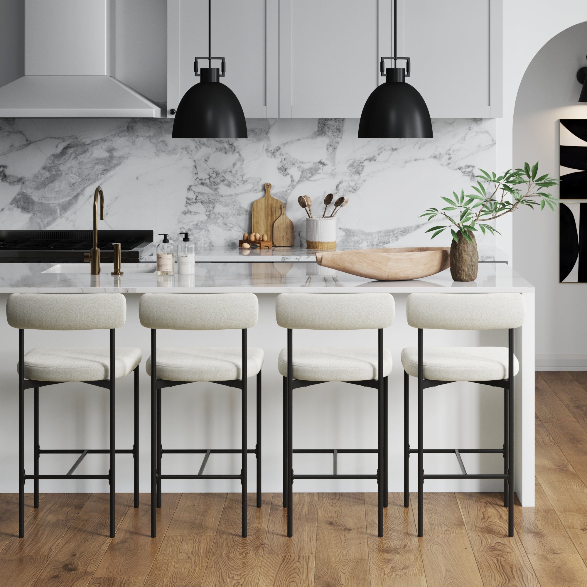 Boucle Counter Height Bar Stools (Set of 4) - Nathan James