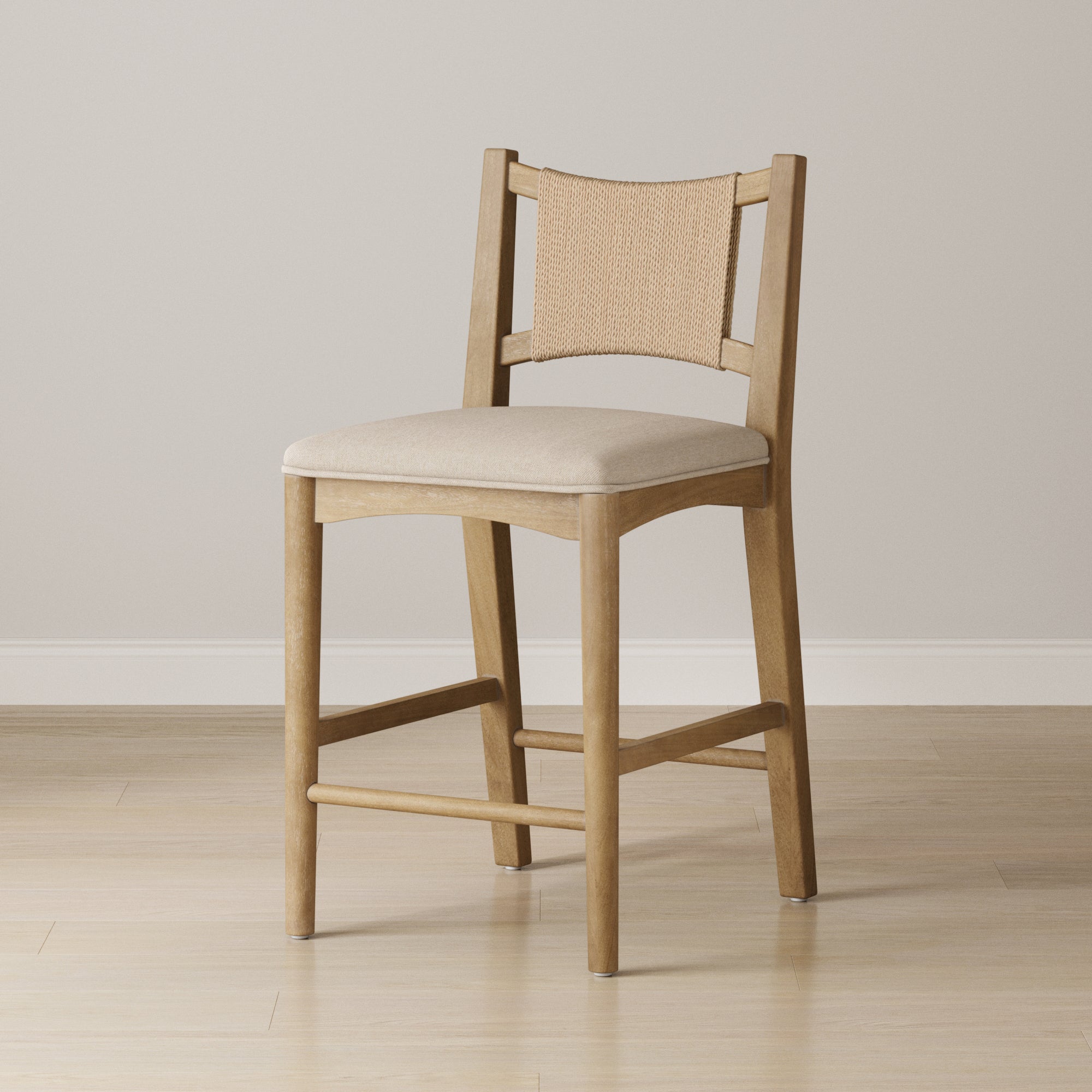 Seagrass Back Arched Footrest Counter Height Bar Stool - Nathan James