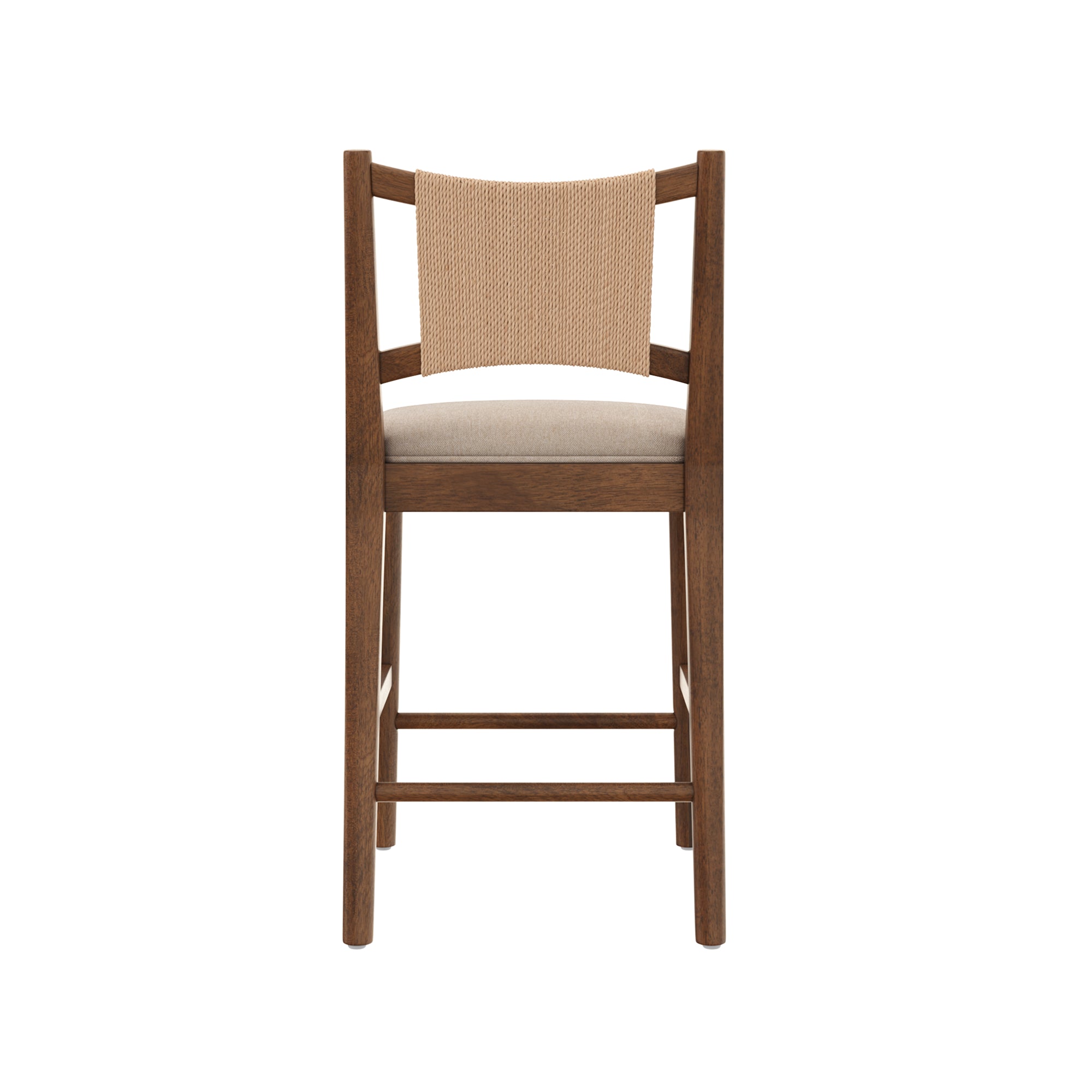 Modern Seagrass Back Arched Wood Counter Stool Medium Brown (Set of 4) - Nathan James
