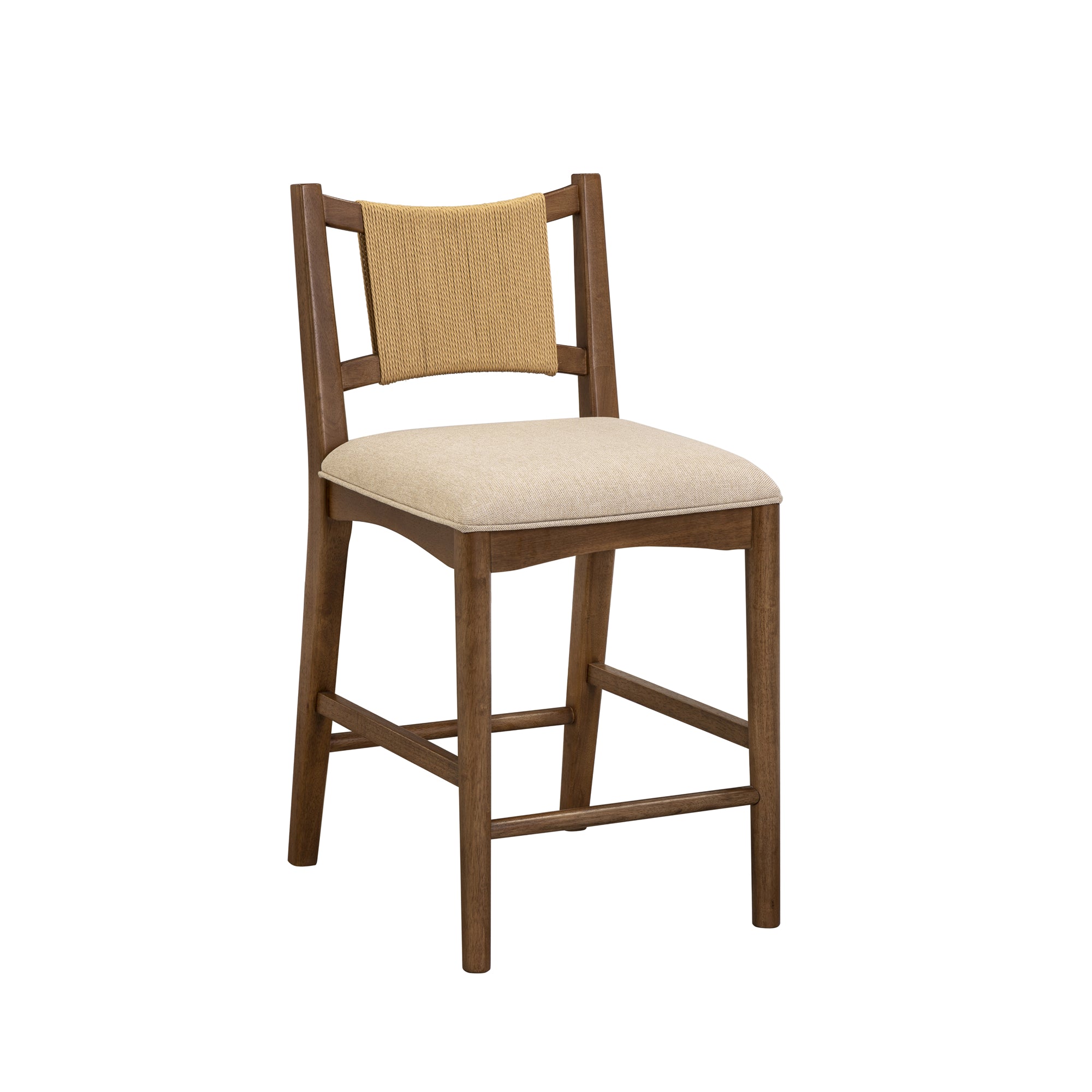 Modern Seagrass Back Arched Wood Counter Stool Medium Brown - Nathan James