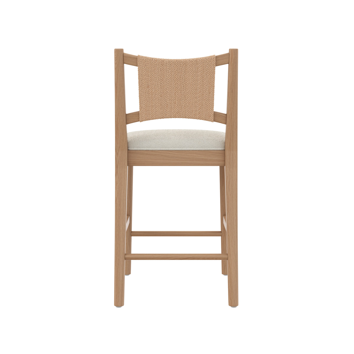 Modern Seagrass Back Arched Wood Counter Stool Raw Oak (Set of 4) - Nathan James
