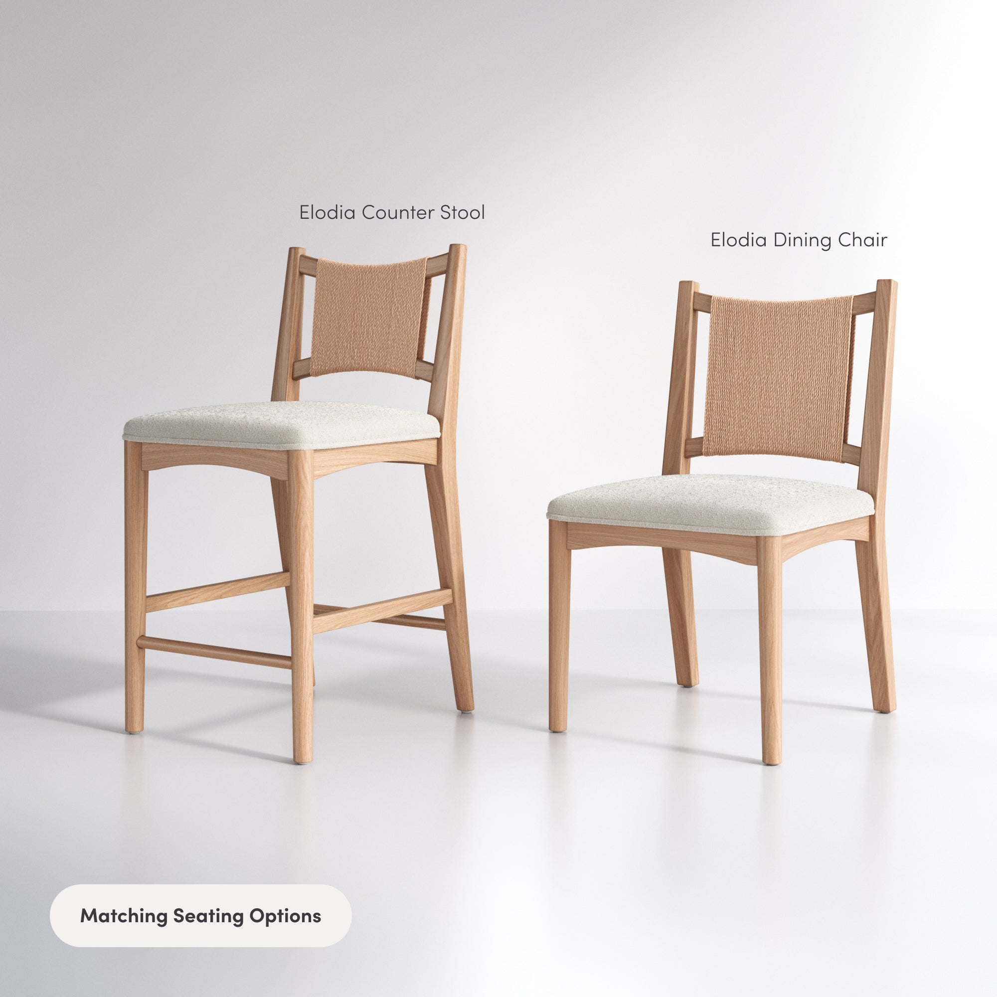 Modern Seagrass Back Arched Wood Counter Stool Raw Oak (Set of 4) - Nathan James