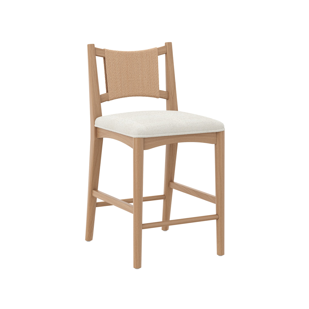 Modern Seagrass Back Arched Wood Counter Stool Raw Oak - Nathan James