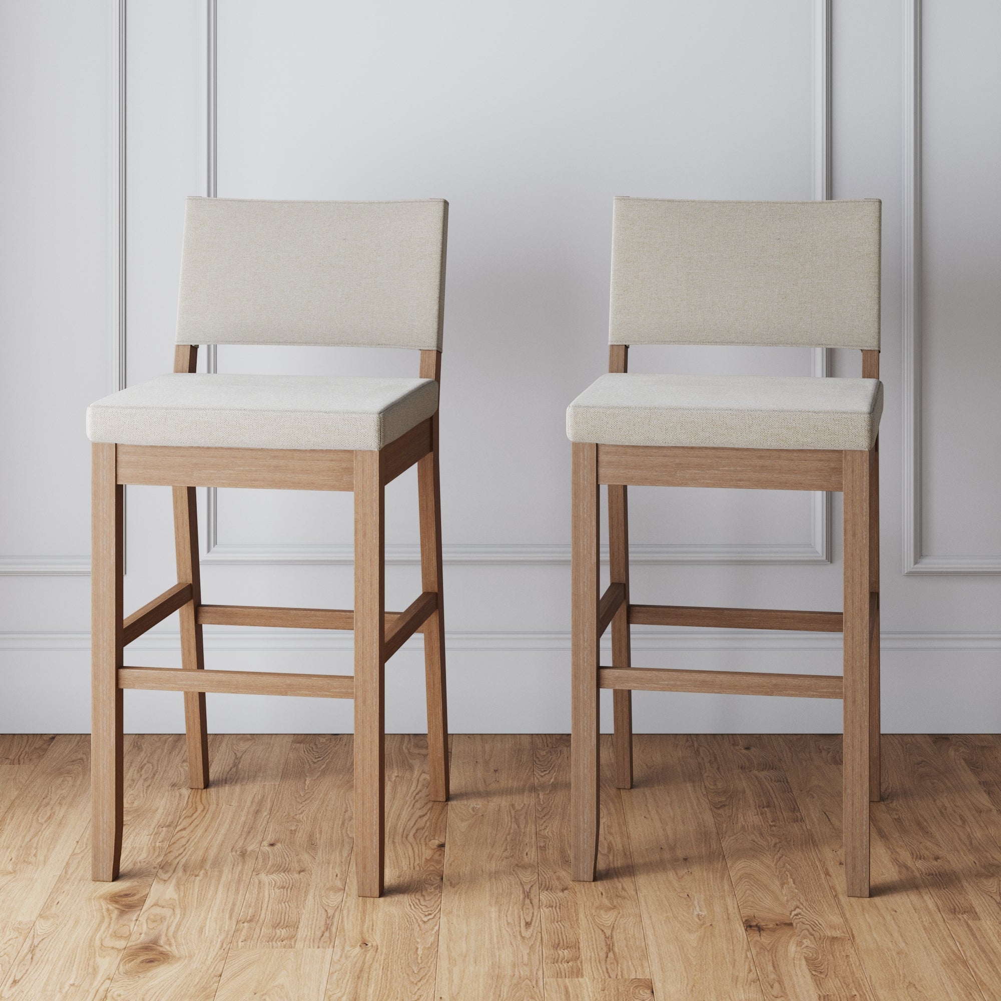Wood Upholstered Bar Stools Light Brown (Set of 2) - Nathan James
