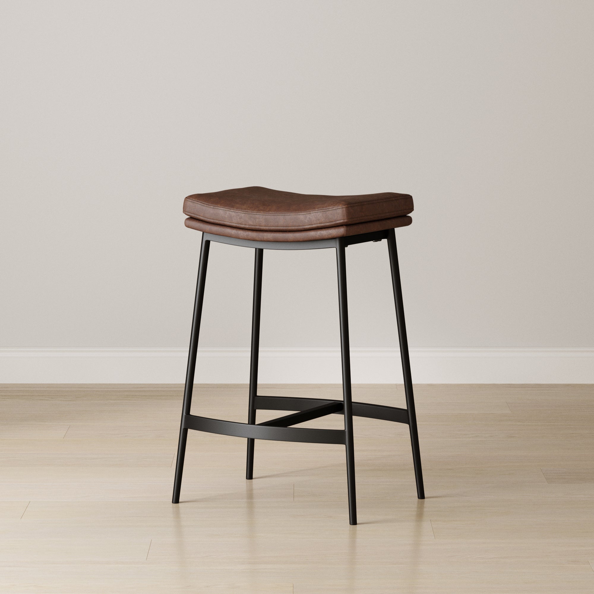 Faux Leather Counter Height Saddle Bar Stool - Nathan James