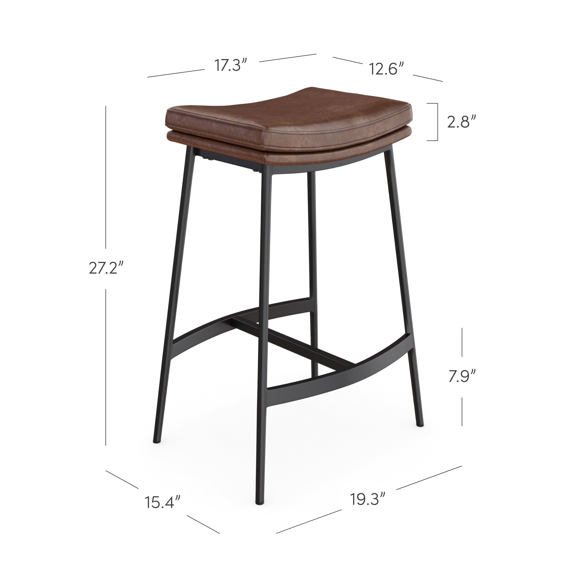 Faux Leather Counter Height Saddle Bar Stools (Set of 4) - Nathan James