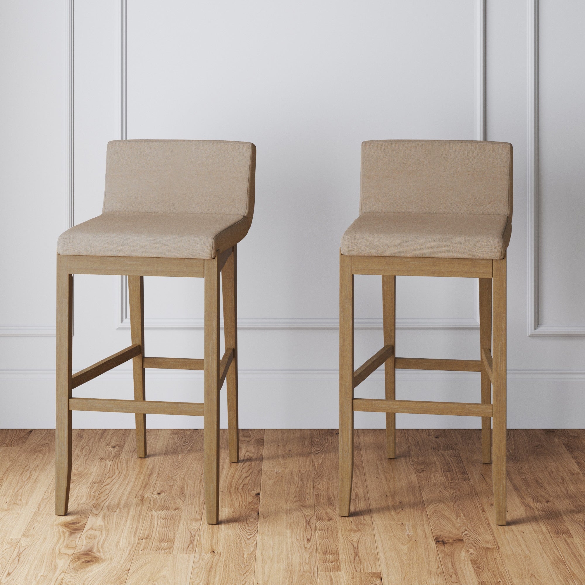 Exposed Wood Back Bar Stools Brown (Set of 2) - Nathan James
