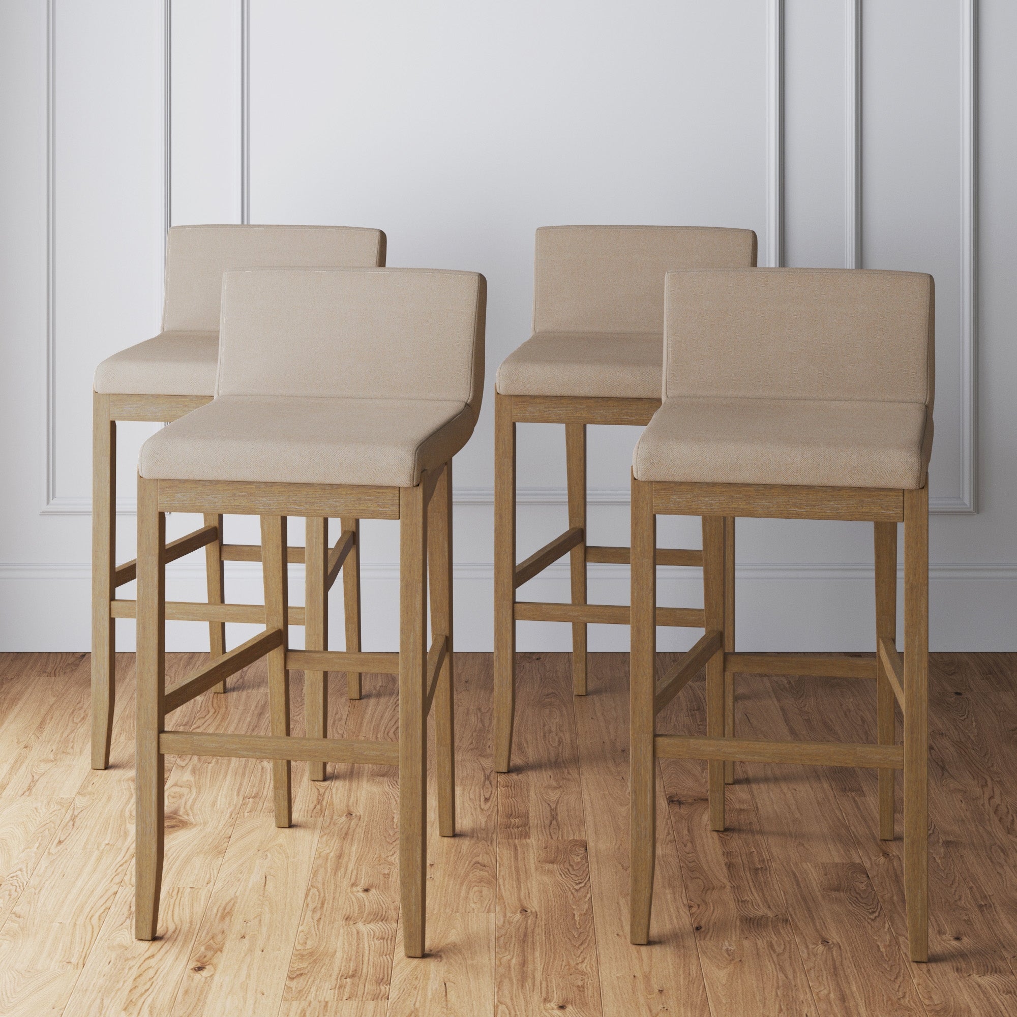 Exposed Wood Back Bar Stools Brown (Set of 4) - Nathan James