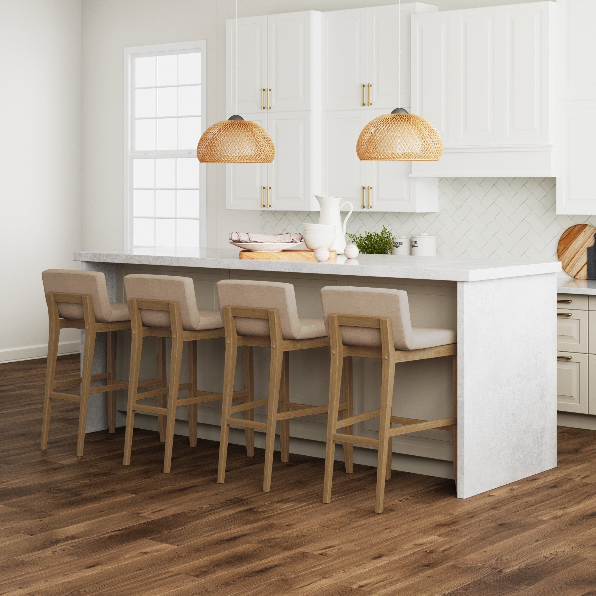 Exposed Wood Back Bar Stools Brown (Set of 4) - Nathan James