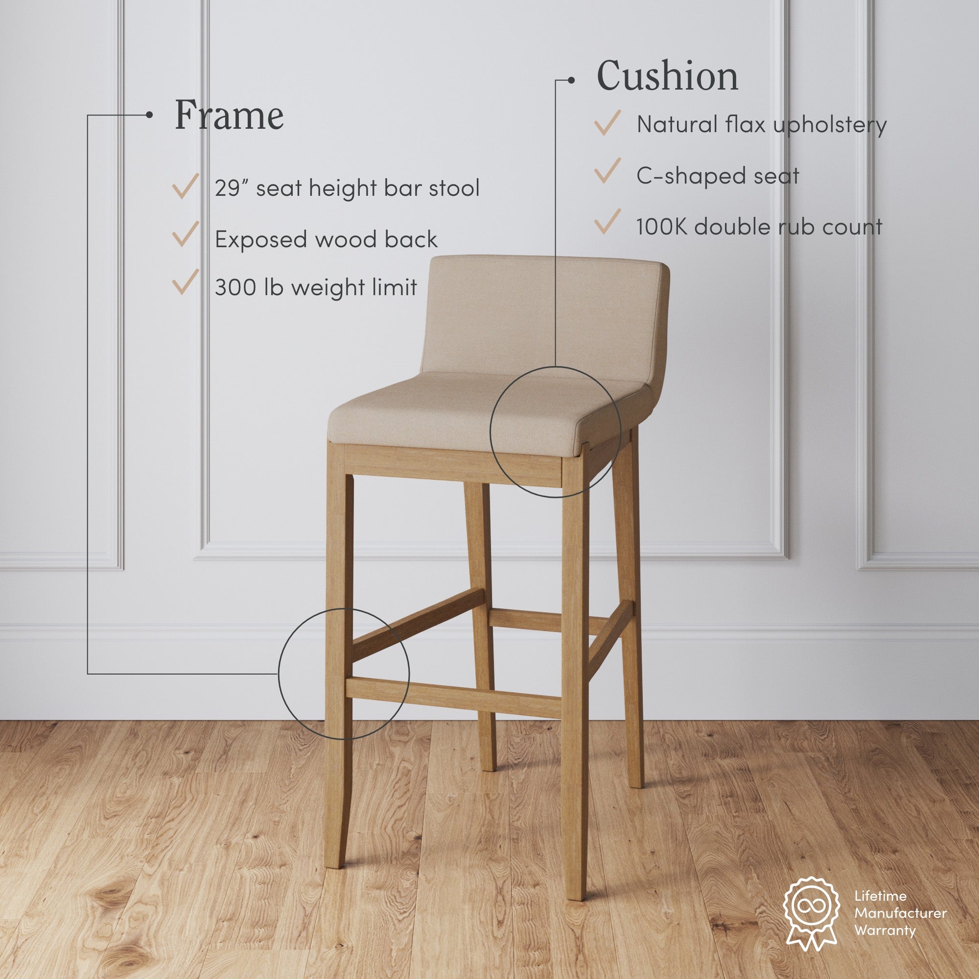 Exposed Wood Back Bar Stools Brown (Set of 3) - Nathan James