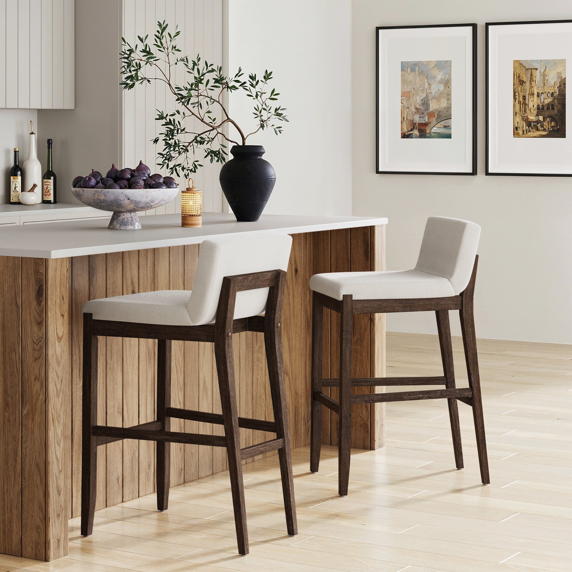 Exposed Wood Back Bar Stools Dark Brown (Set of 2) - Nathan James