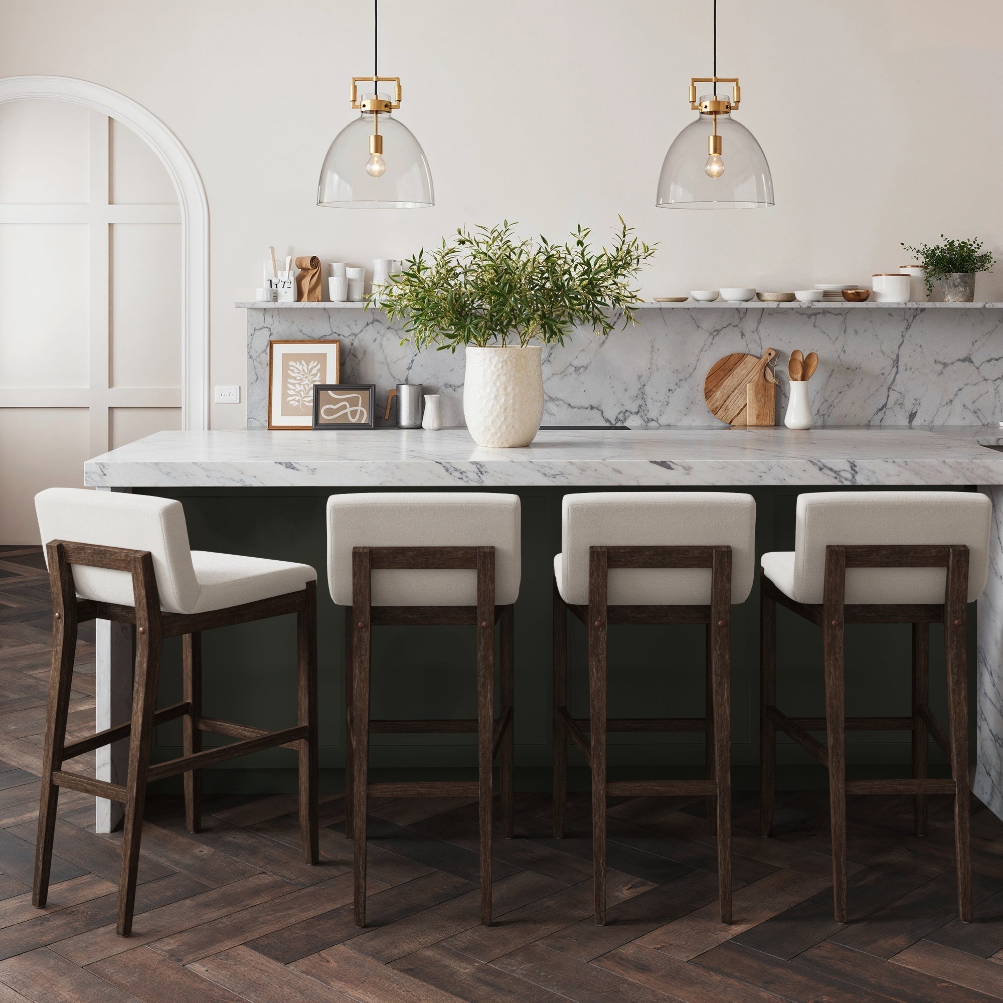 Exposed Wood Back Bar Stools Dark Brown (Set of 4) - Nathan James