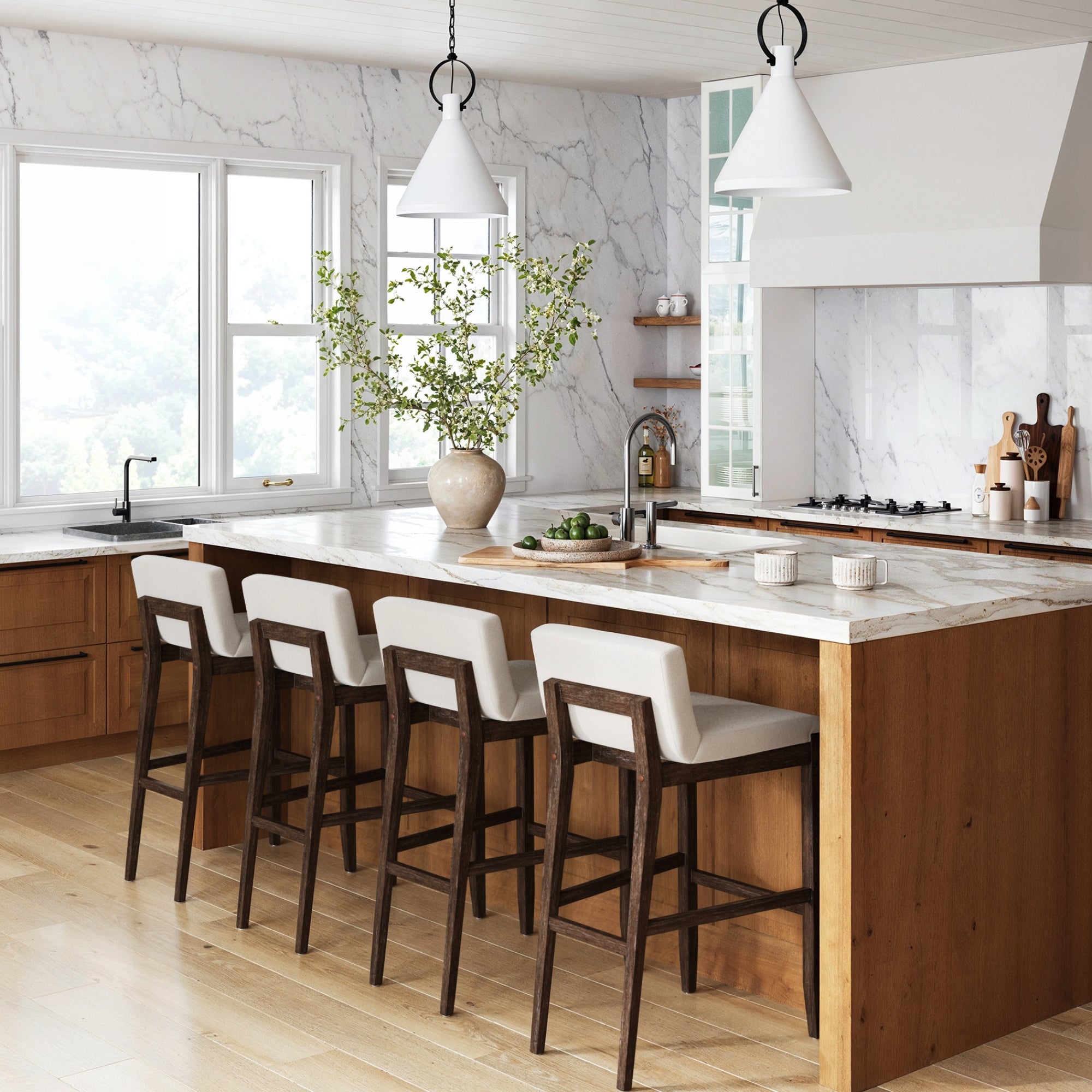 Exposed Wood Back Bar Stool Dark Brown - Nathan James