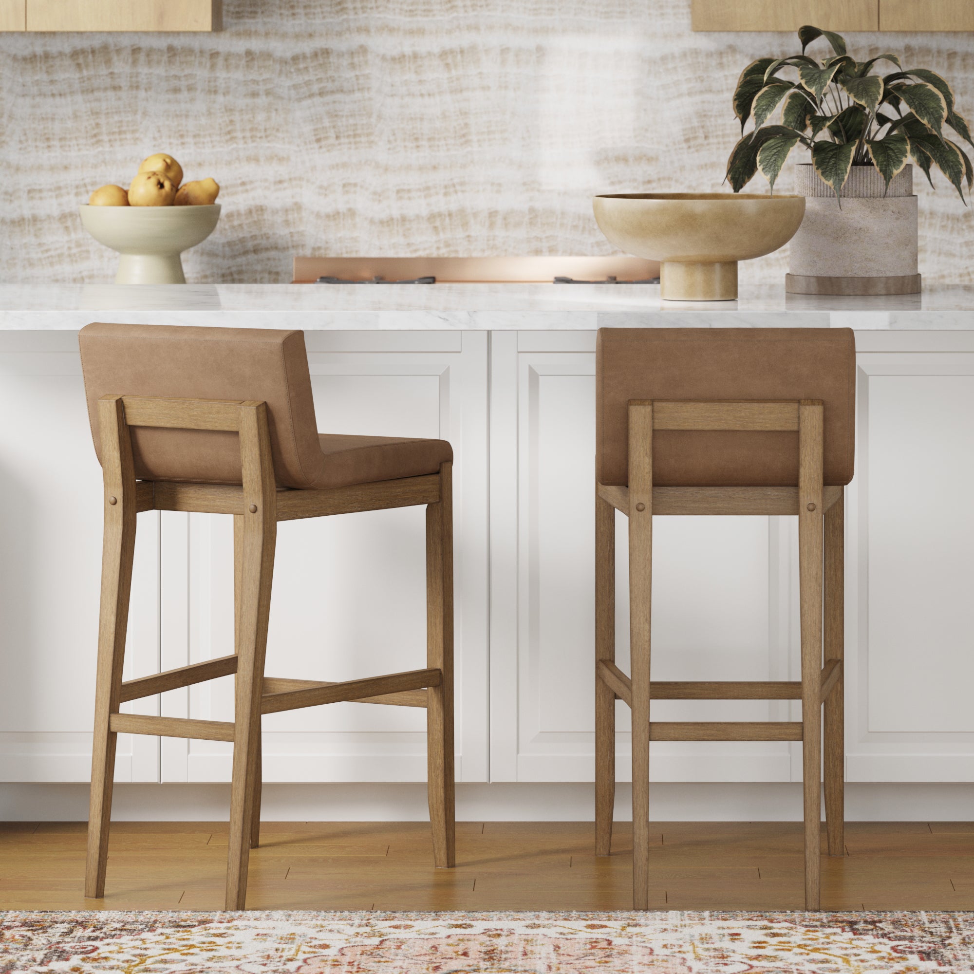 Exposed Wood Back Bar Stools Light Brown (Set of 2) - Nathan James