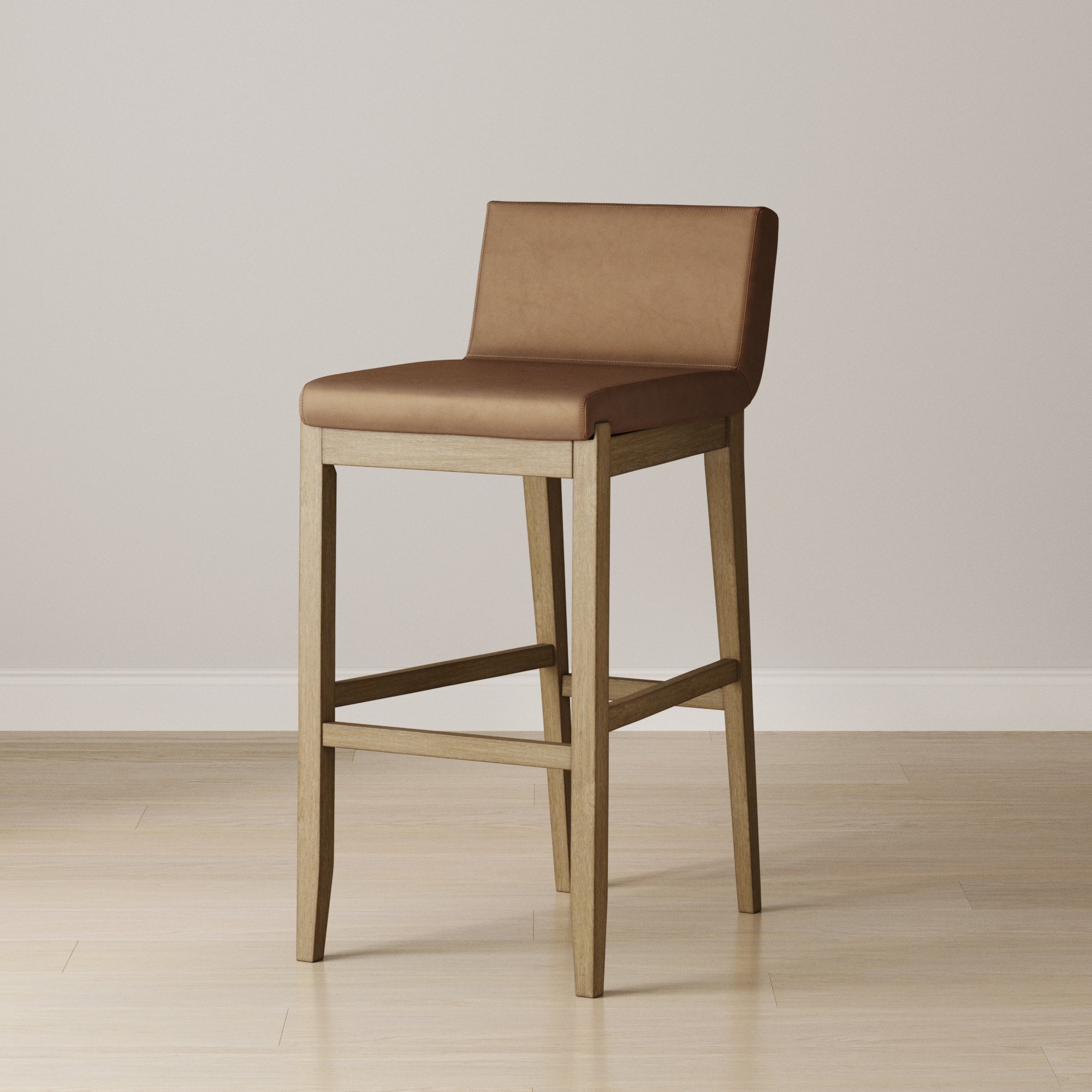 Exposed Wood Back Bar Stool Light Brown - Nathan James
