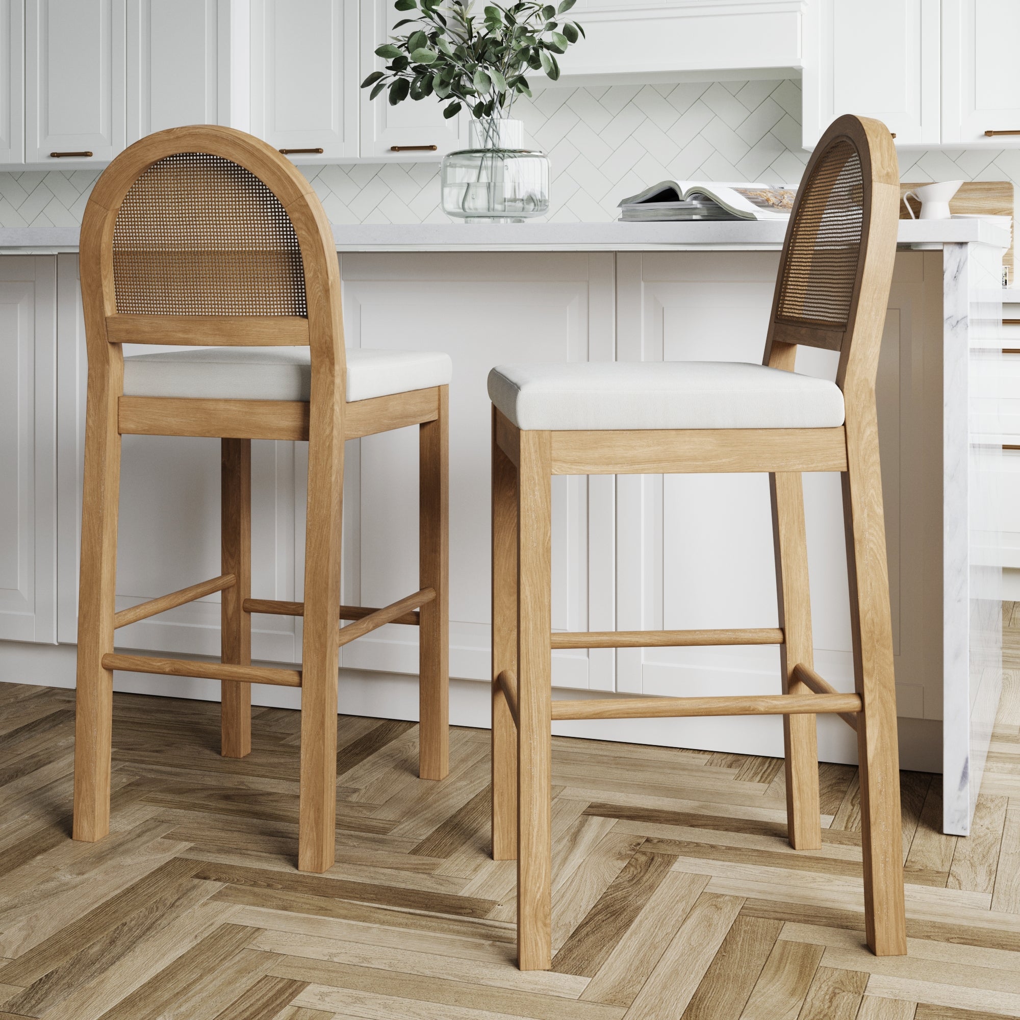 Boucle Bar Stools Light Brown (Set of 2) - Nathan James