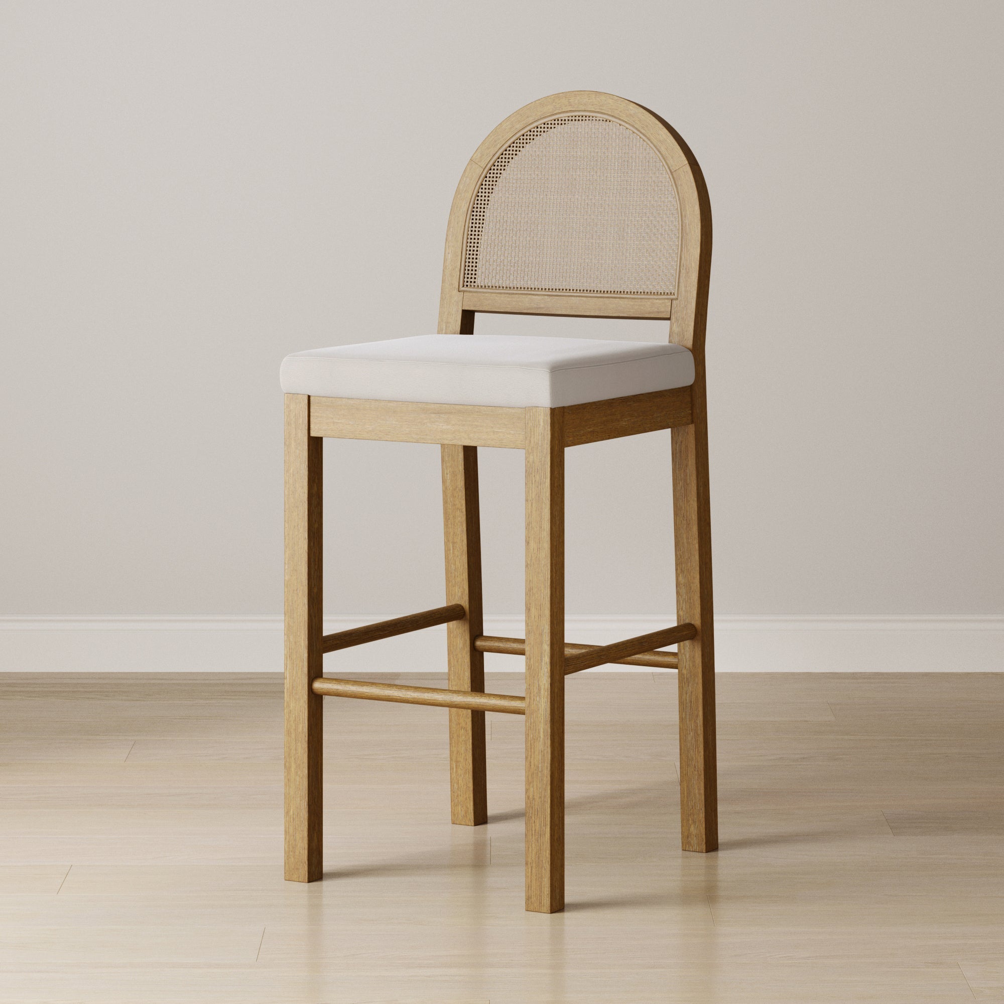 Boucle & Rattan Bar Stool Light Brown - Nathan James